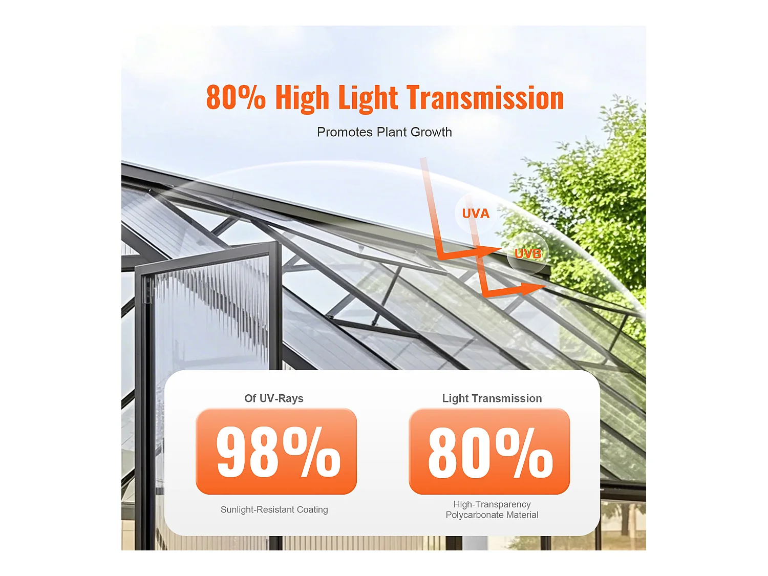 Gewächshausplatten SucceBuy aus Polycarbonat für Gewächshaus Satz zu 24, 61cm X 122 cm X 0.4 cm