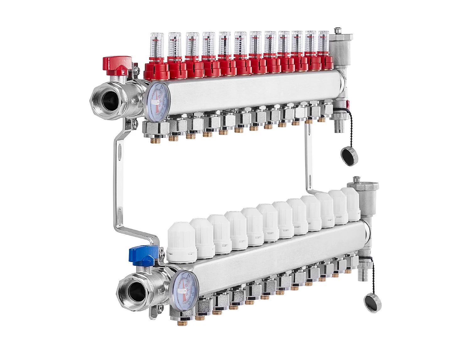 Collecteur de Chauffage Radiant SucceBuy à 12 Branches Ensemble de Collecteur de Chauffage par le Sol avec Tubes PEX de 2.54/5.08cm