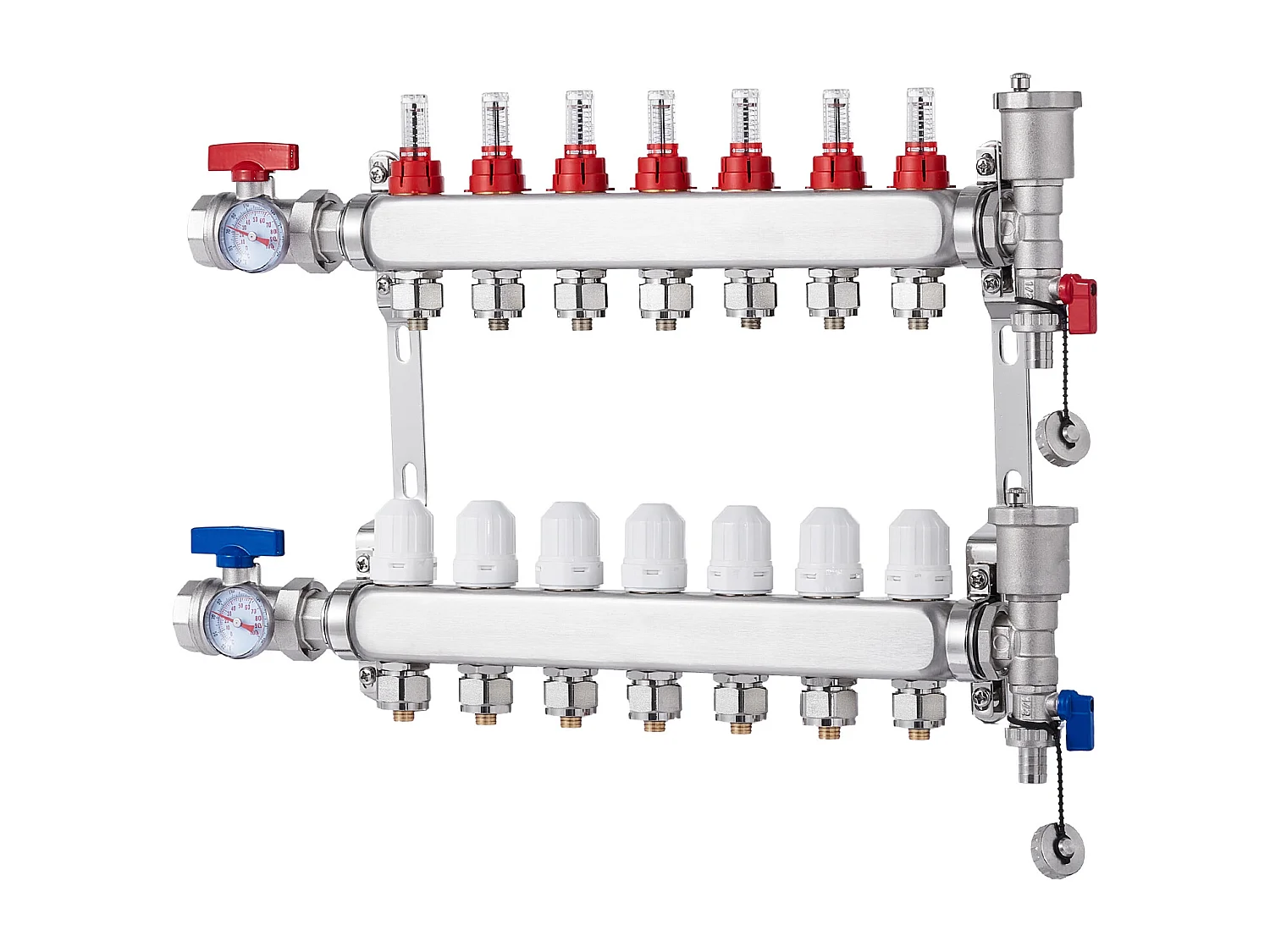 Set di Riscaldamento SucceBuy a Pavimento con Collettore di Calore Radiante a 7 Rami e Tubi PEX di 2.54/5.08cm
