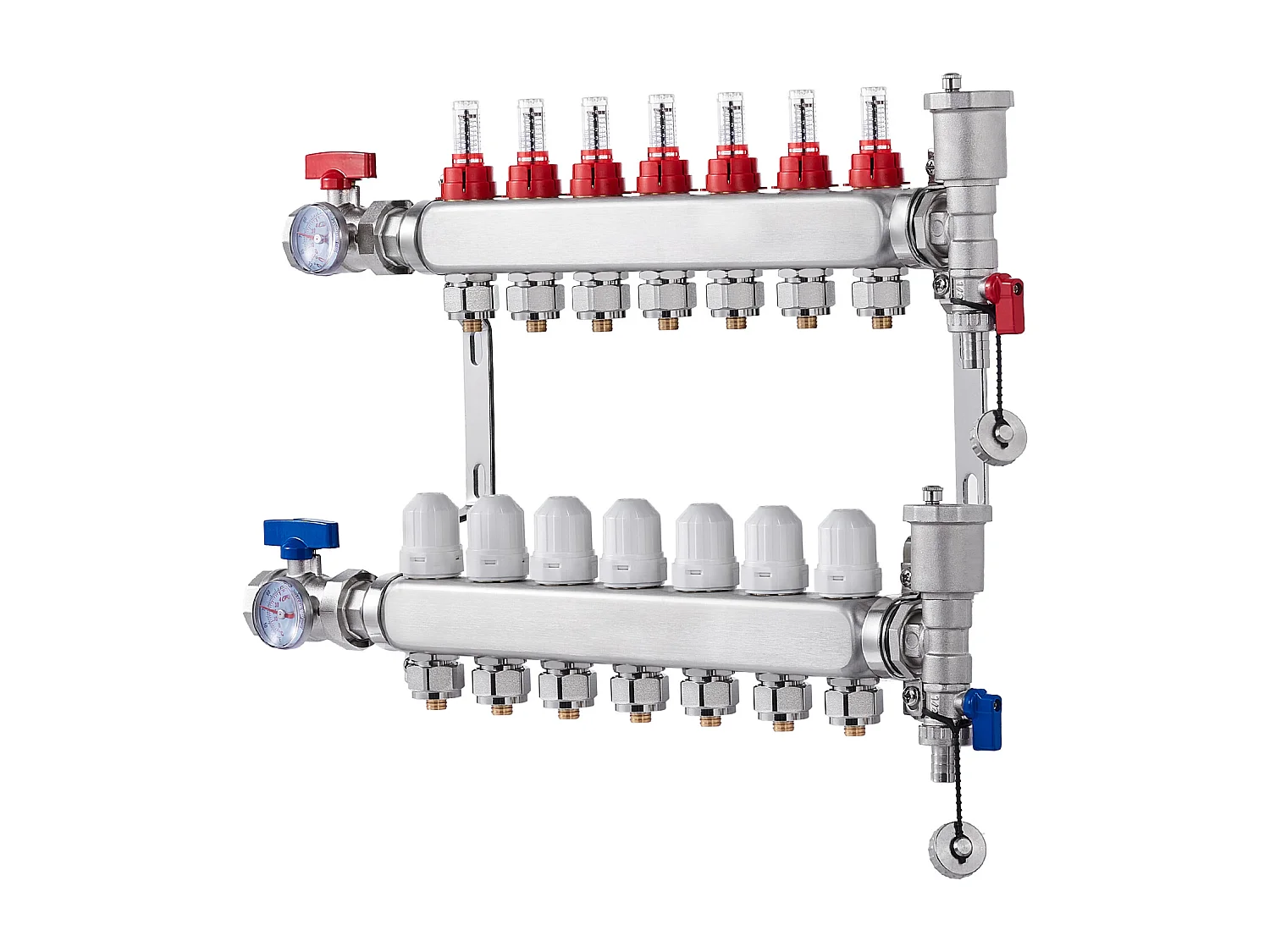 Set di Riscaldamento SucceBuy a Pavimento con Collettore di Calore Radiante a 7 Rami e Tubi PEX di 2.54/5.08cm