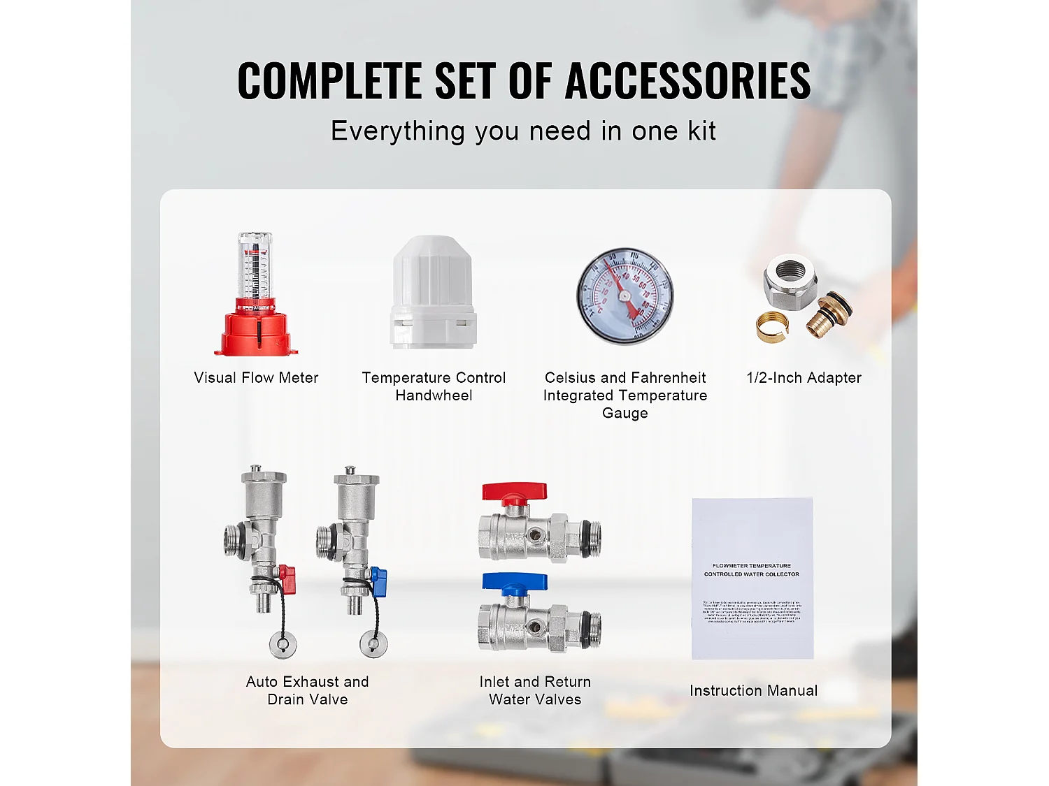 Ensemble de Chauffage SucceBuy par le Sol avec Collecteur de Chaleur Radiante à 7 Branches et Tubes PEX de 2.54/5.08cm