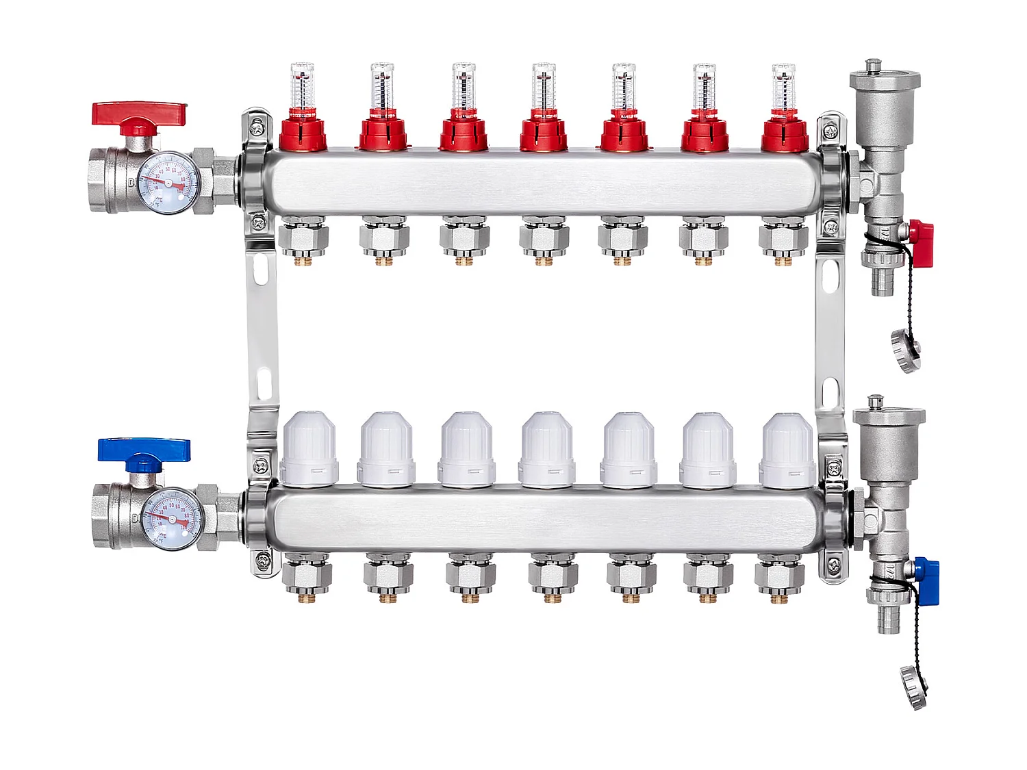 Ensemble de Chauffage SucceBuy par le Sol avec Collecteur de Chaleur Radiante à 7 Branches et Tubes PEX de 2.54/5.08cm