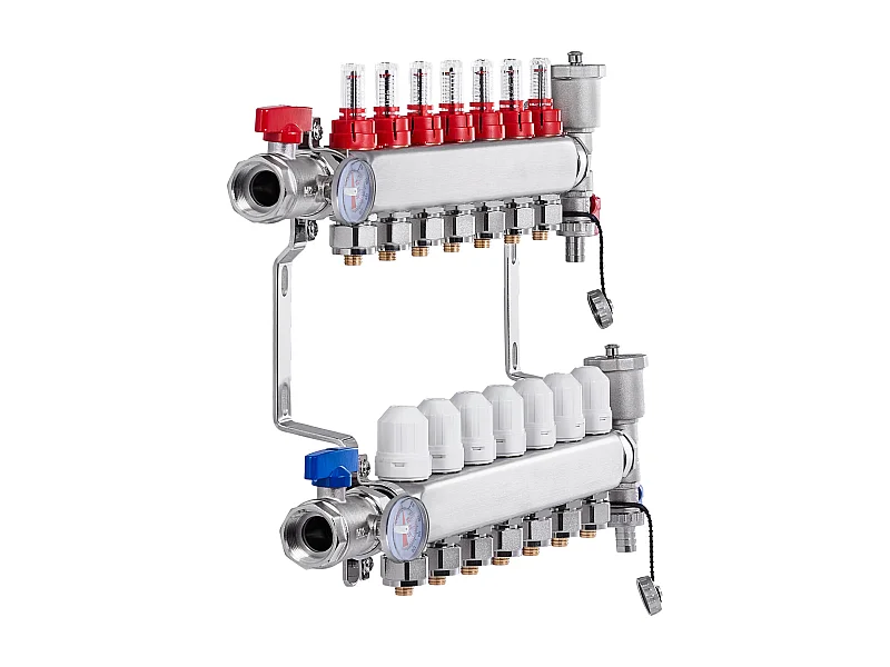 Set für Fußbodenheizung SucceBuy mit Strahlungswärme-Kollektor mit 7 Abgängen und PEX-Rohren 2.54/5.08cm
