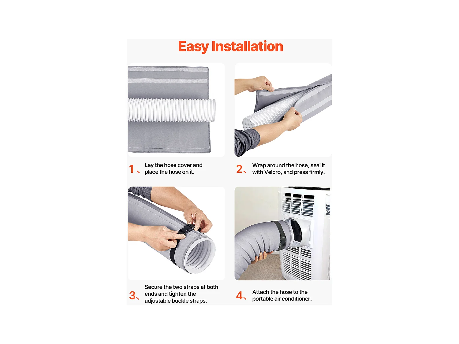 Housse de Protection pour Tuyau de Climatiseur SucceBuy, Manchon Isolant pour Climatiseur Portable, Ajustement Universel