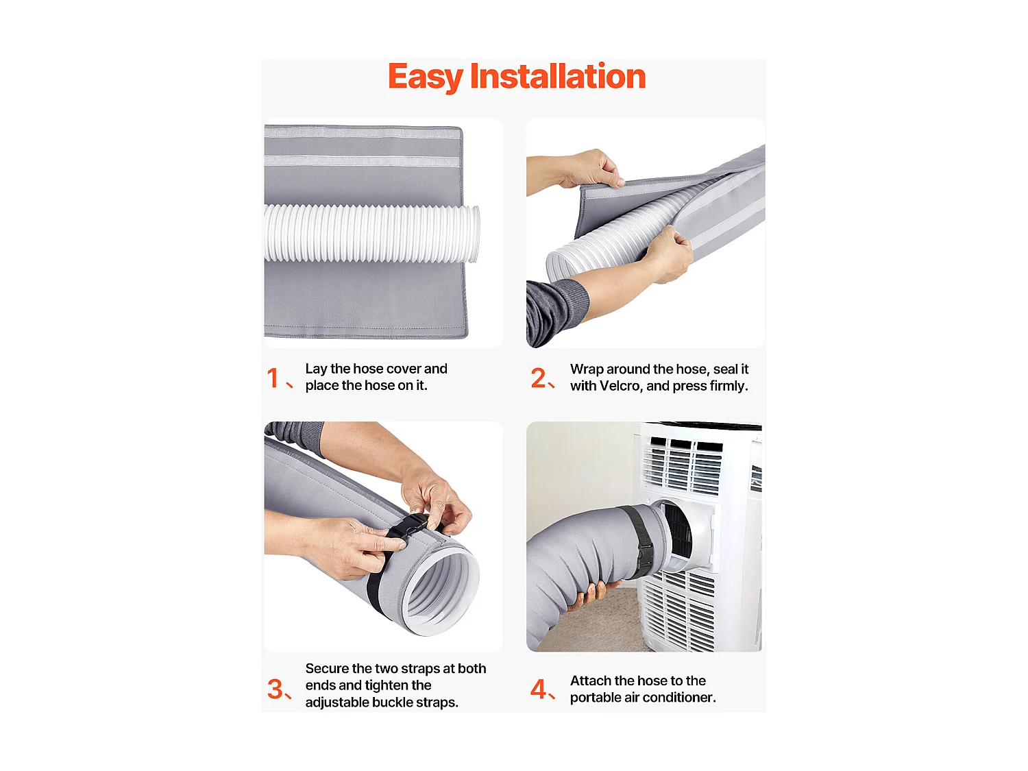 Housse de Protection pour Tuyau de Climatiseur SucceBuy, Manchon Isolant pour Climatiseur Portable, Ajustement Universel