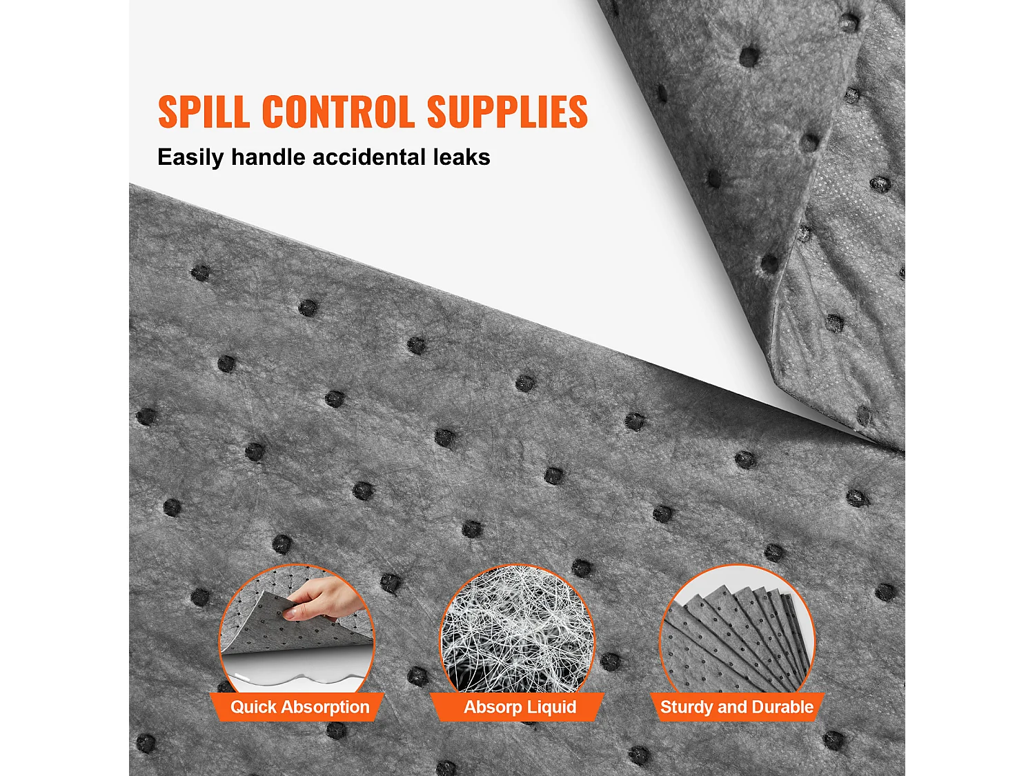 Tampons Absorbants Anti-Déversement SucceBuy, 250x330 mm, 11,4 L, Universels, 100 Pièces