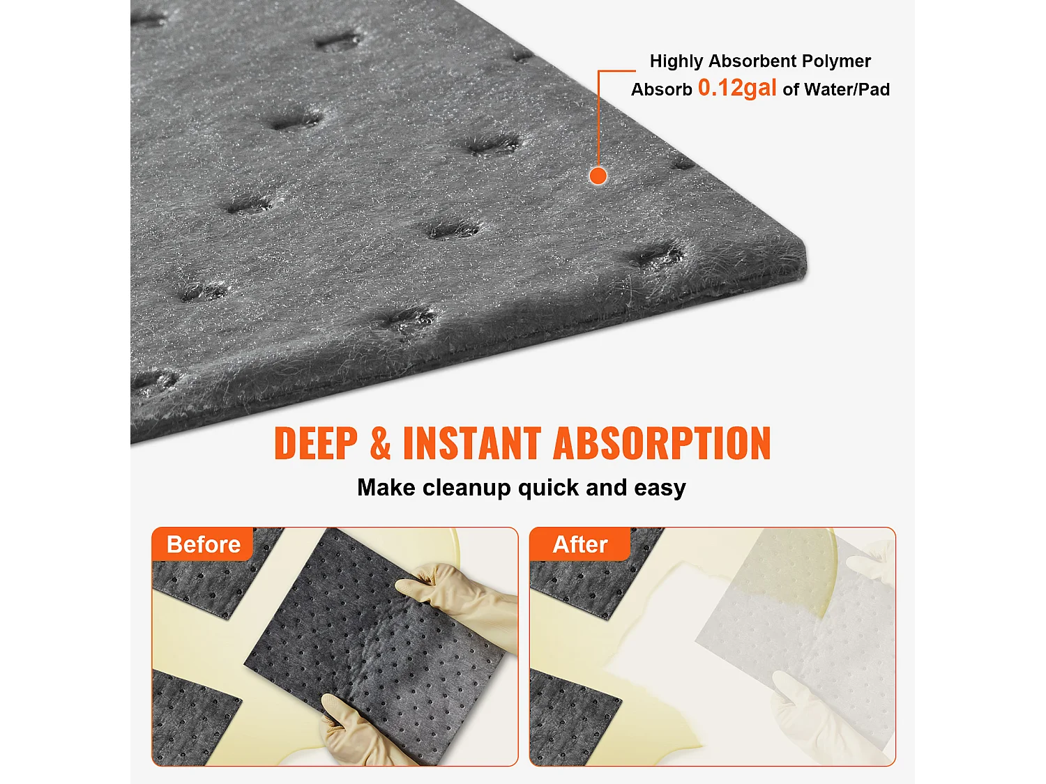 Tampons Absorbants Anti-Déversement SucceBuy, 250x330 mm, 11,4 L, Universels, 100 Pièces