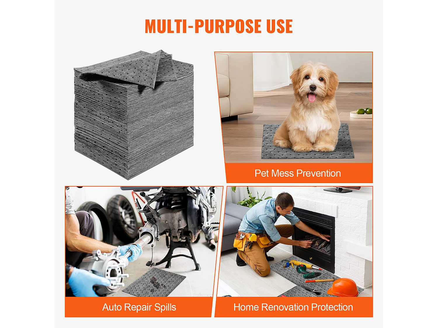 Tampons Absorbants Anti-Déversement SucceBuy, 250x330 mm, 11,4 L, Universels, 100 Pièces