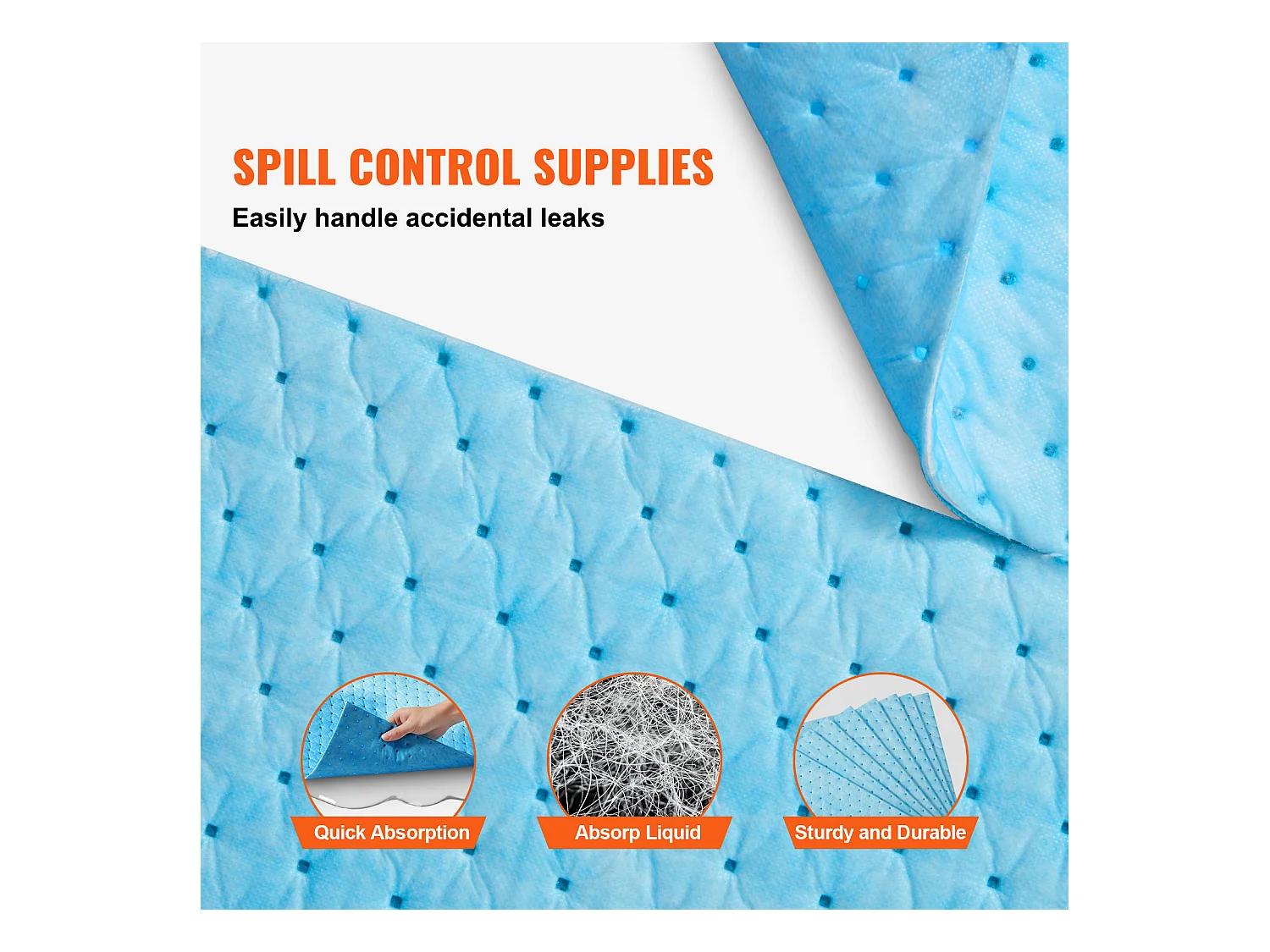 Tampons Absorbants Anti-Déversement SucceBuy, 480x380 mm, Tapis Absorbant l'Eau, 30 Pièces