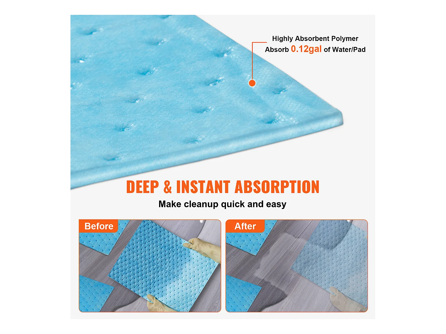 Tampons Absorbants Anti-Déversement SucceBuy, 480x380 mm, Tapis Absorbant l'Eau, 30 Pièces