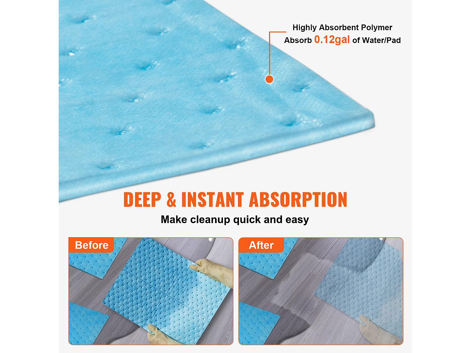 Tampons Absorbants Anti-Déversement SucceBuy, 480x380 mm, Tapis Absorbant l'Eau, 30 Pièces