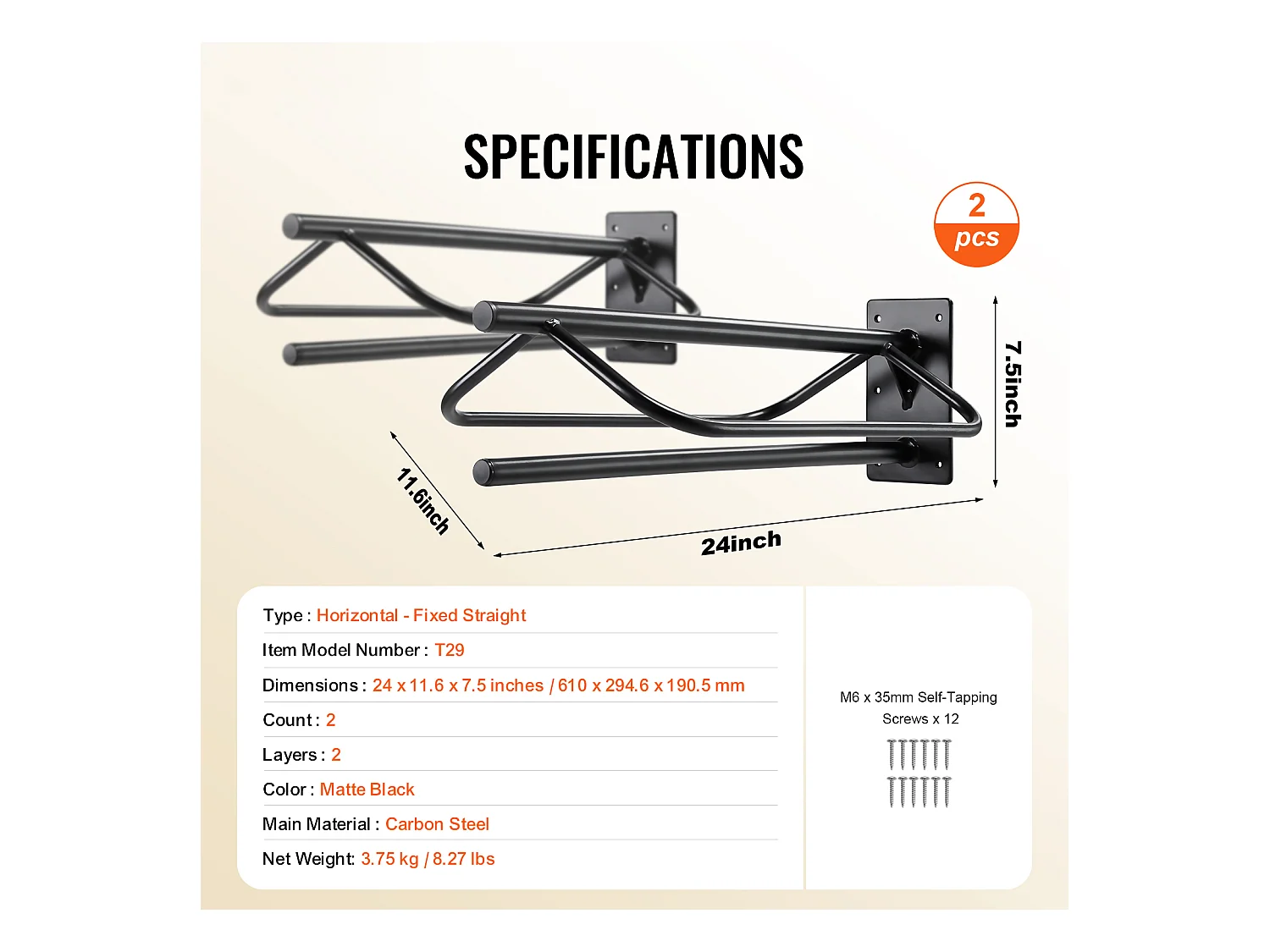 Support Mural de Selle SucceBuy, Lot de 2, avec Barre de Protection, Noir, en Acier au Ccarbone, pour Garages, Écuries ou Vestiaires
