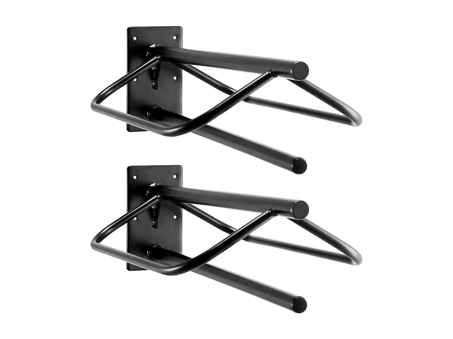 Support Mural de Selle SucceBuy, Lot de 2, avec Barre de Protection, Noir, en Acier au Ccarbone, pour Garages, Écuries ou Vestiaires