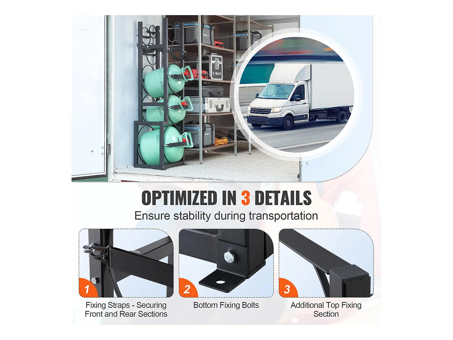 Support de Réservoir de Réfrigérant SucceBuy, Support de 1 x 23 kg + 2 x 13,6 kg + 3 Petits Réservoirs