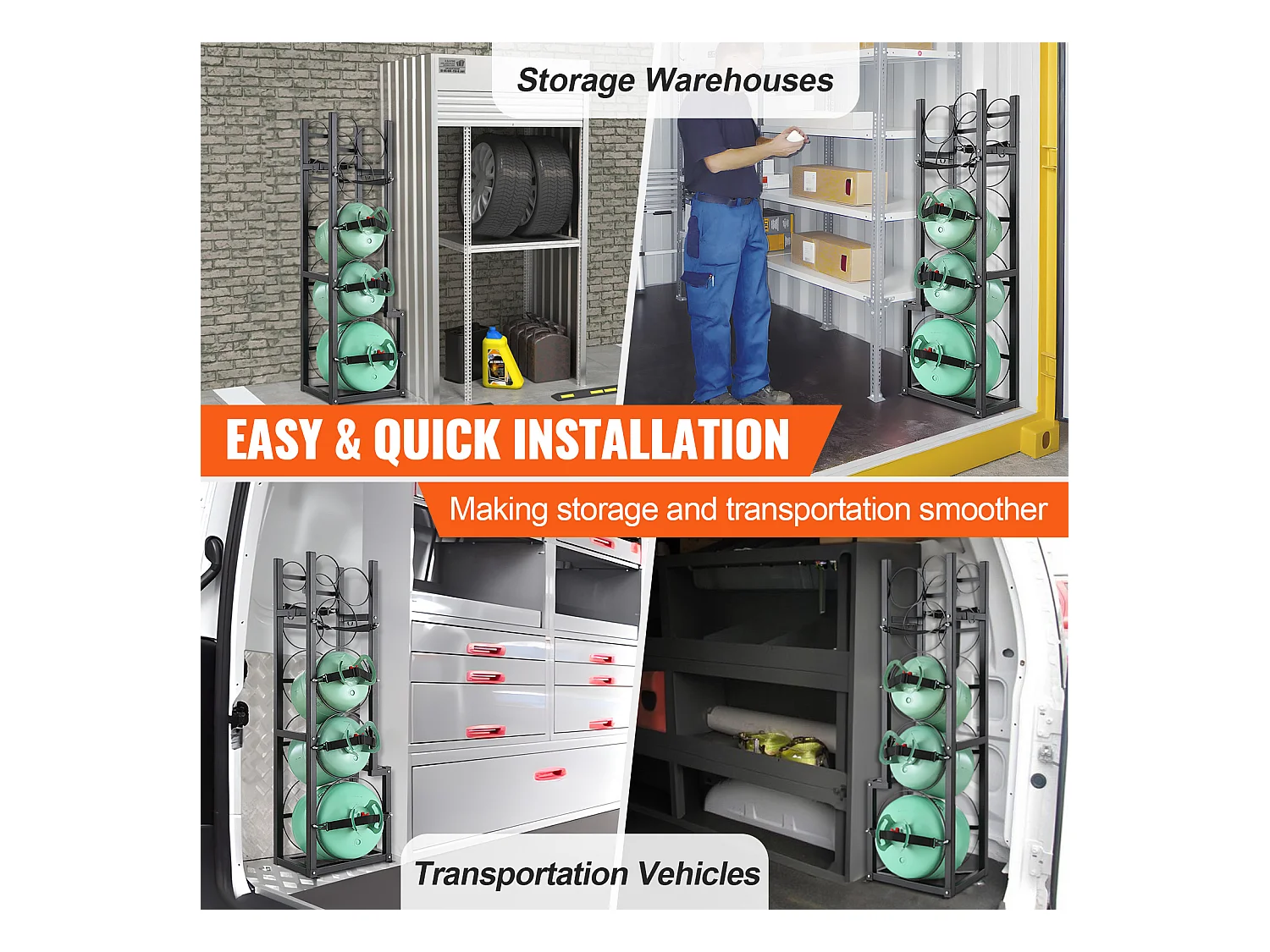 Support de Réservoir de Réfrigérant SucceBuy, Support de 1 x 23 kg + 2 x 13,6 kg + 3 Petits Réservoirs