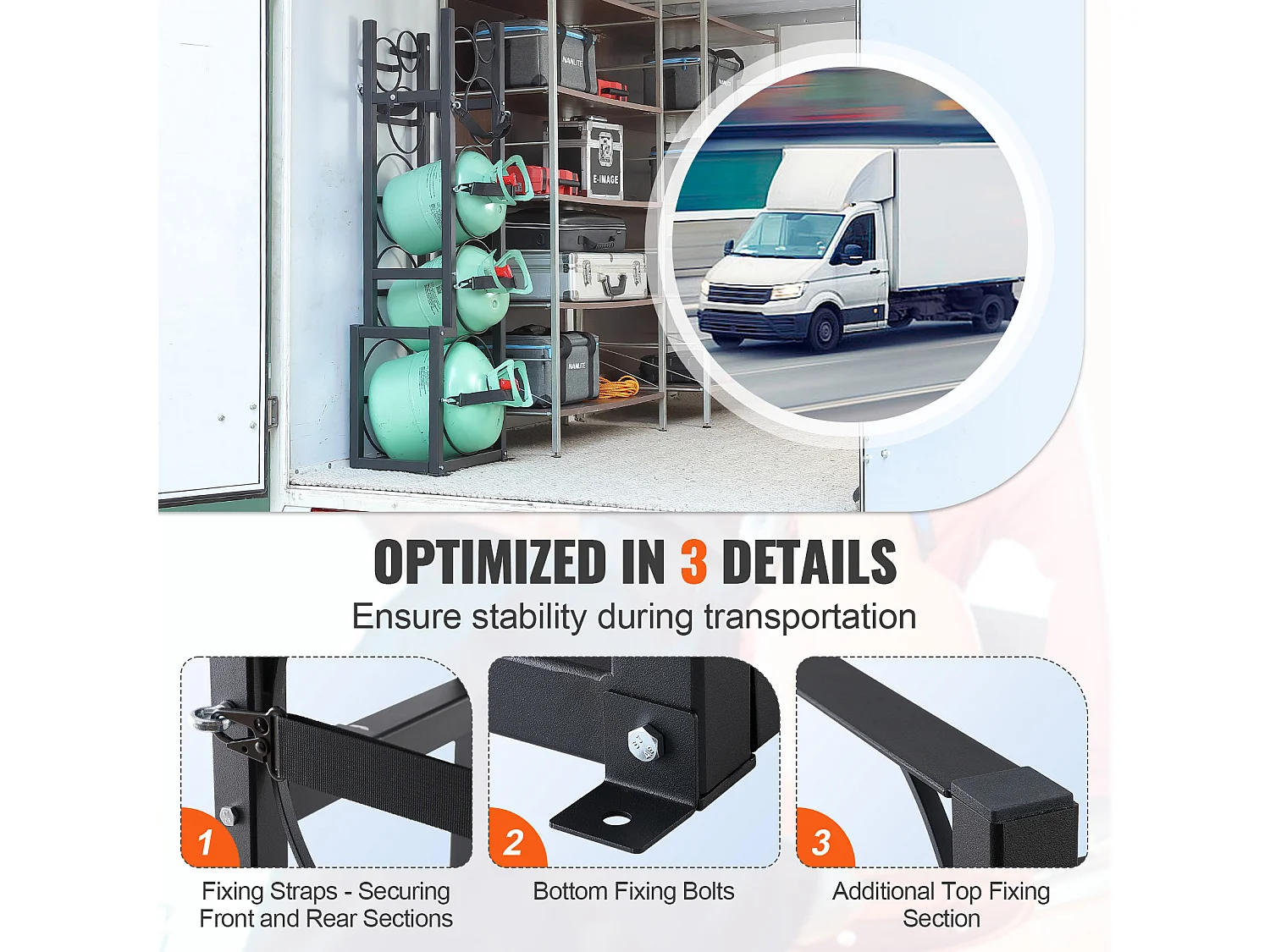 Support de Réservoir de Réfrigérant SucceBuy, Support de 1 x 23 kg + 2 x 13,6 kg + 3 Petits Réservoirs