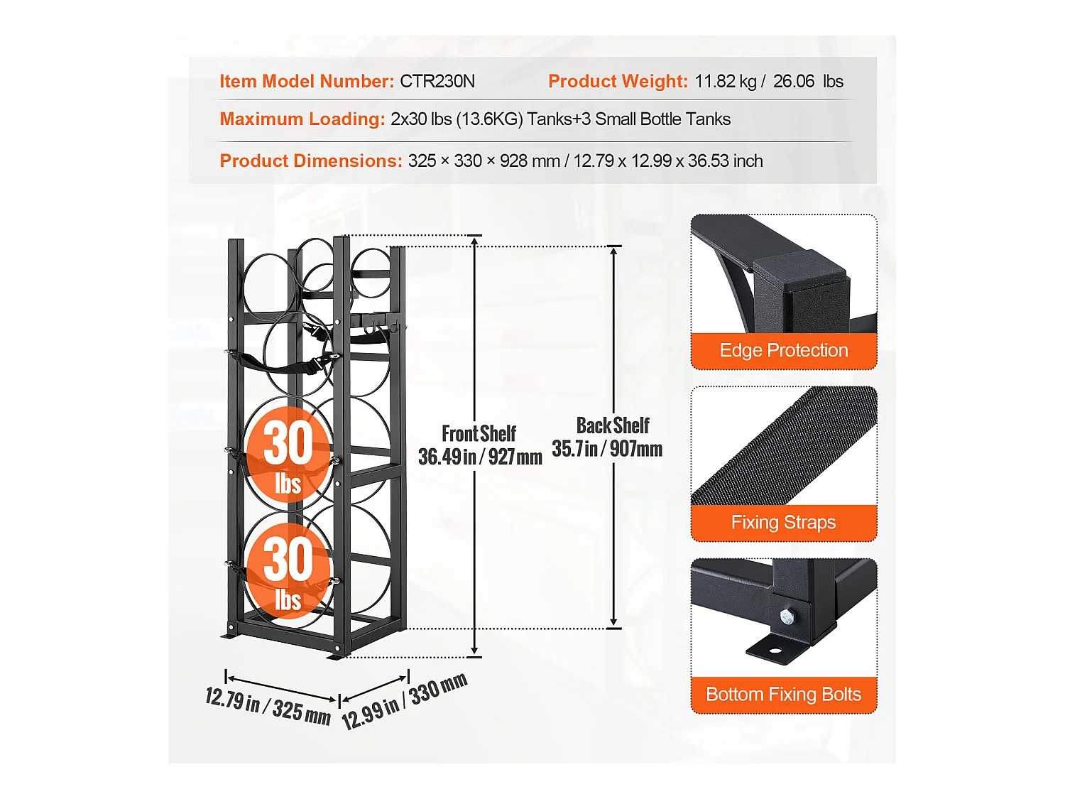 Support de Réservoir de Réfrigérant SucceBuy, Support de 2 x 13,6 kg + 3 Petits Réservoirs, Support de Cylindre