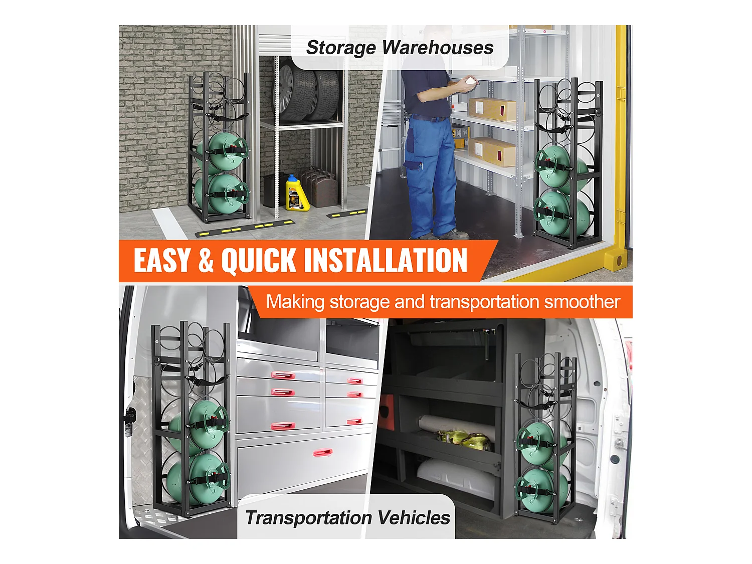 Support de Réservoir de Réfrigérant SucceBuy, Support de 2 x 13,6 kg + 3 Petits Réservoirs, Support de Cylindre