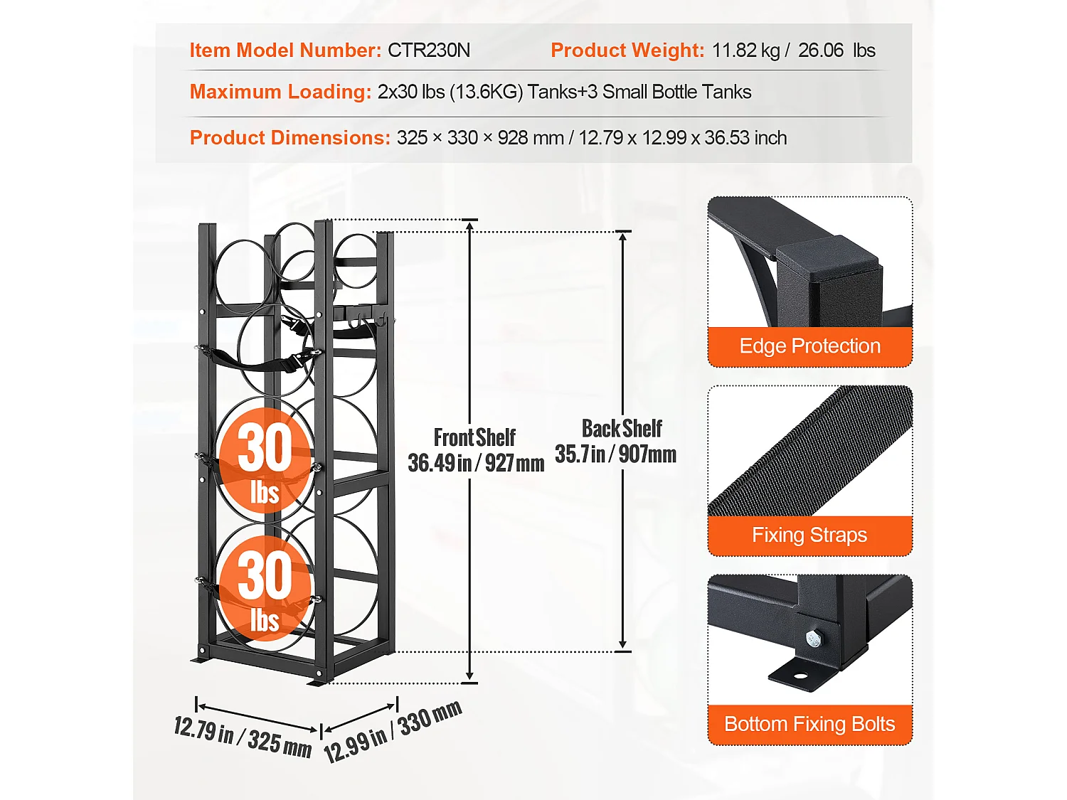 Support de Réservoir de Réfrigérant SucceBuy, Support de 2 x 13,6 kg + 3 Petits Réservoirs, Support de Cylindre