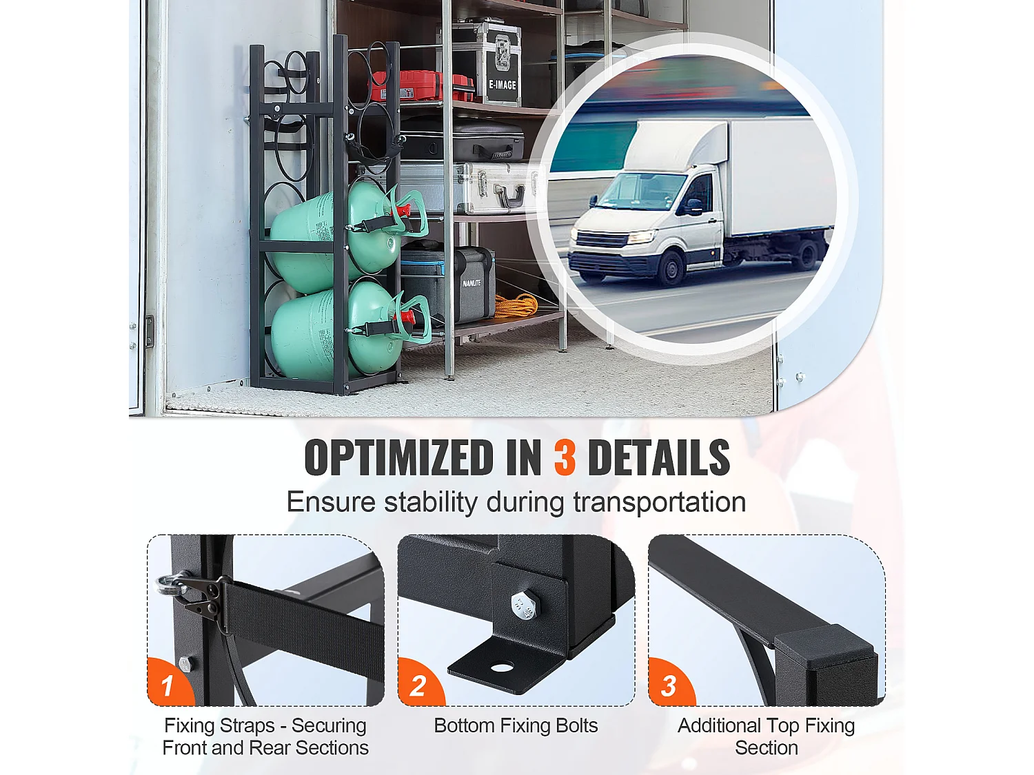 Support de Réservoir de Réfrigérant SucceBuy, Support de 2 x 13,6 kg + 3 Petits Réservoirs, Support de Cylindre