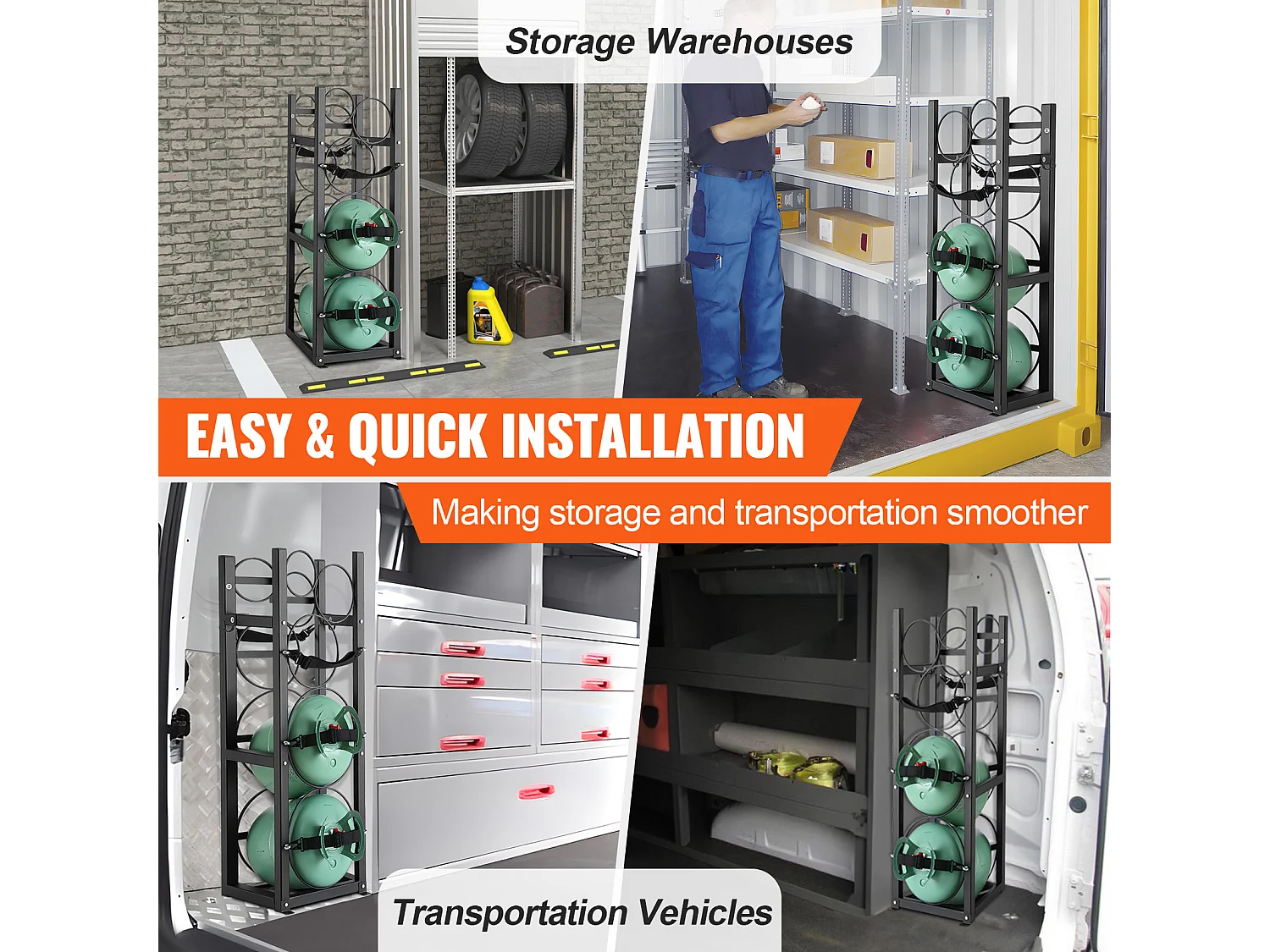 Support de Réservoir de Réfrigérant SucceBuy, Support de 2 x 13,6 kg + 3 Petits Réservoirs, Support de Cylindre