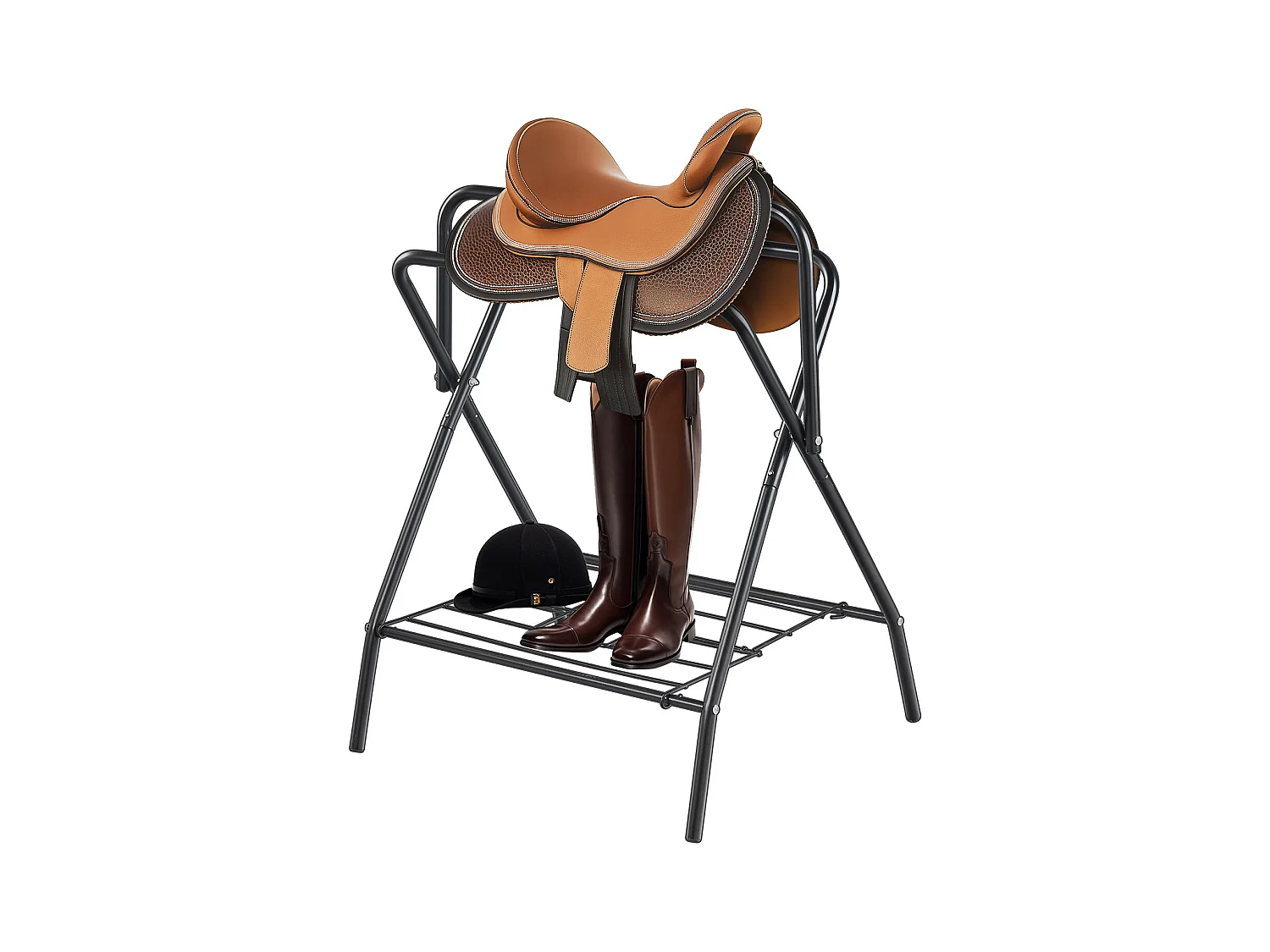 Vrijstaande Zadelhouder SucceBuy, Opvouwbaar, Set van 2, Draagvermogen 60 kg, van Koolstofstaal, voor Garages, Stallen of Kleedkamers