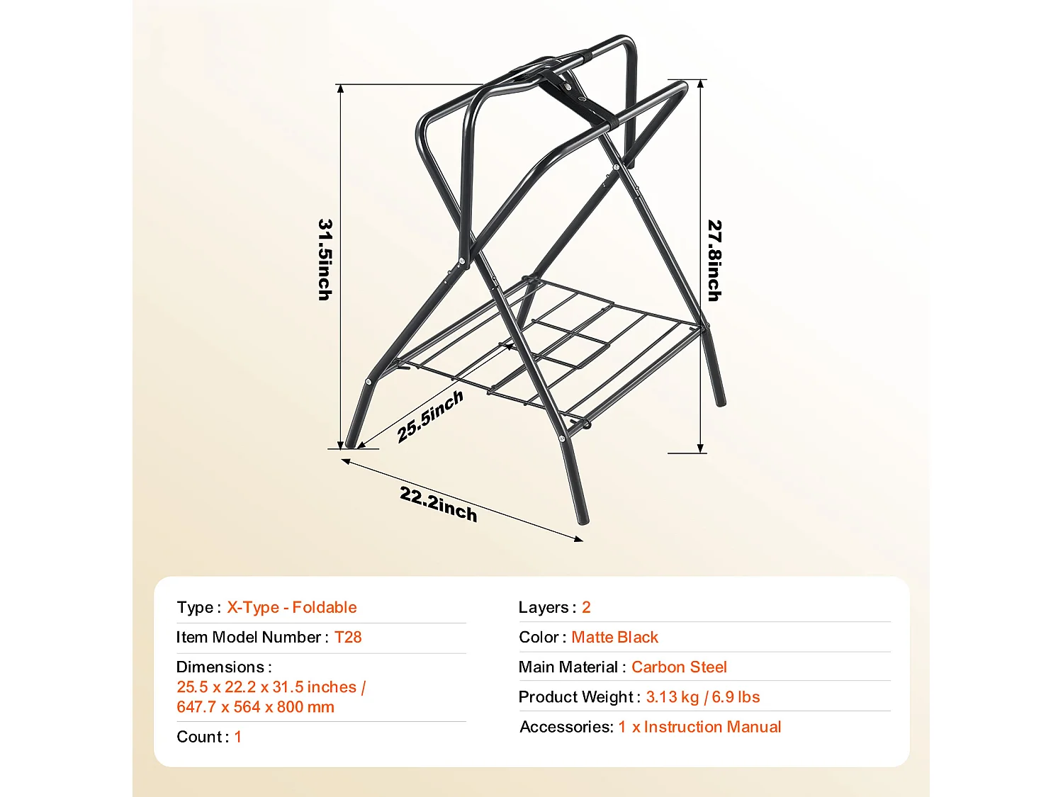 Suporte de Selas Autossustentável SucceBuy, Plegável, Kit de 2, Capacidade de 60 kg