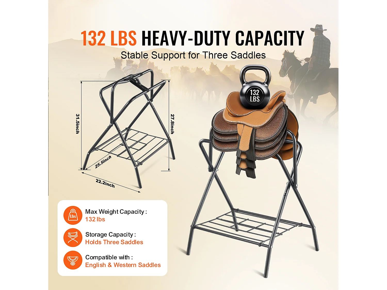 Suporte de Selas Autossustentável SucceBuy, Plegável, Kit de 2, Capacidade de 60 kg