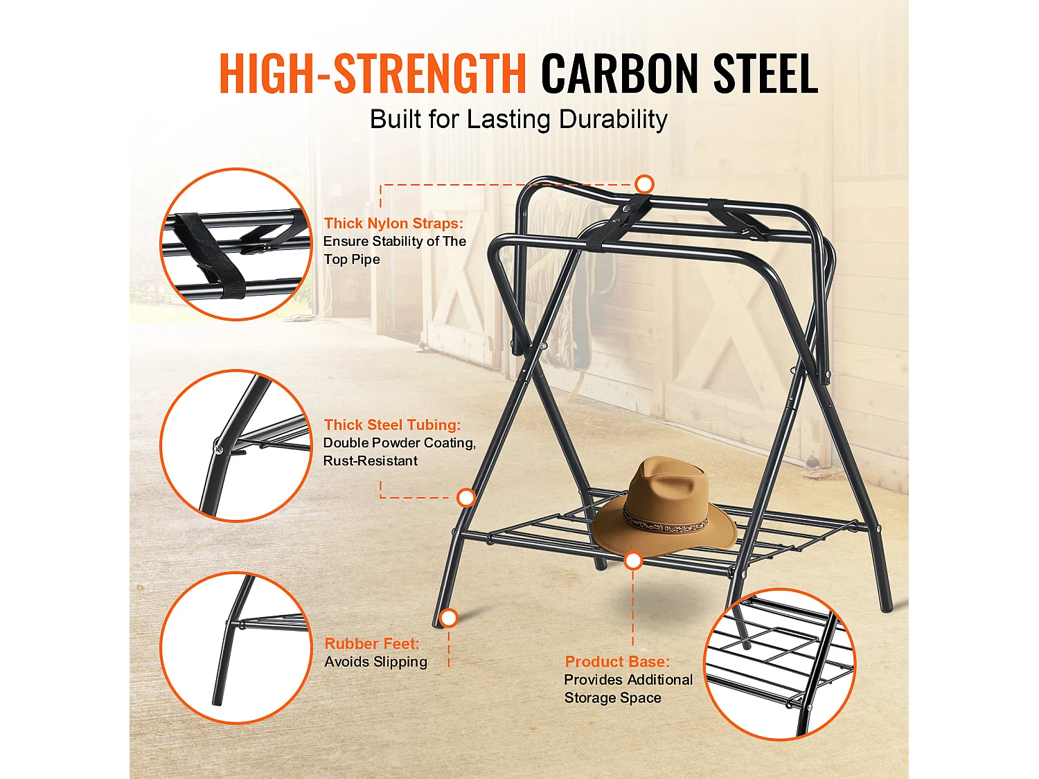 Suporte de Selas Autossustentável SucceBuy, Plegável, Kit de 2, Capacidade de 60 kg