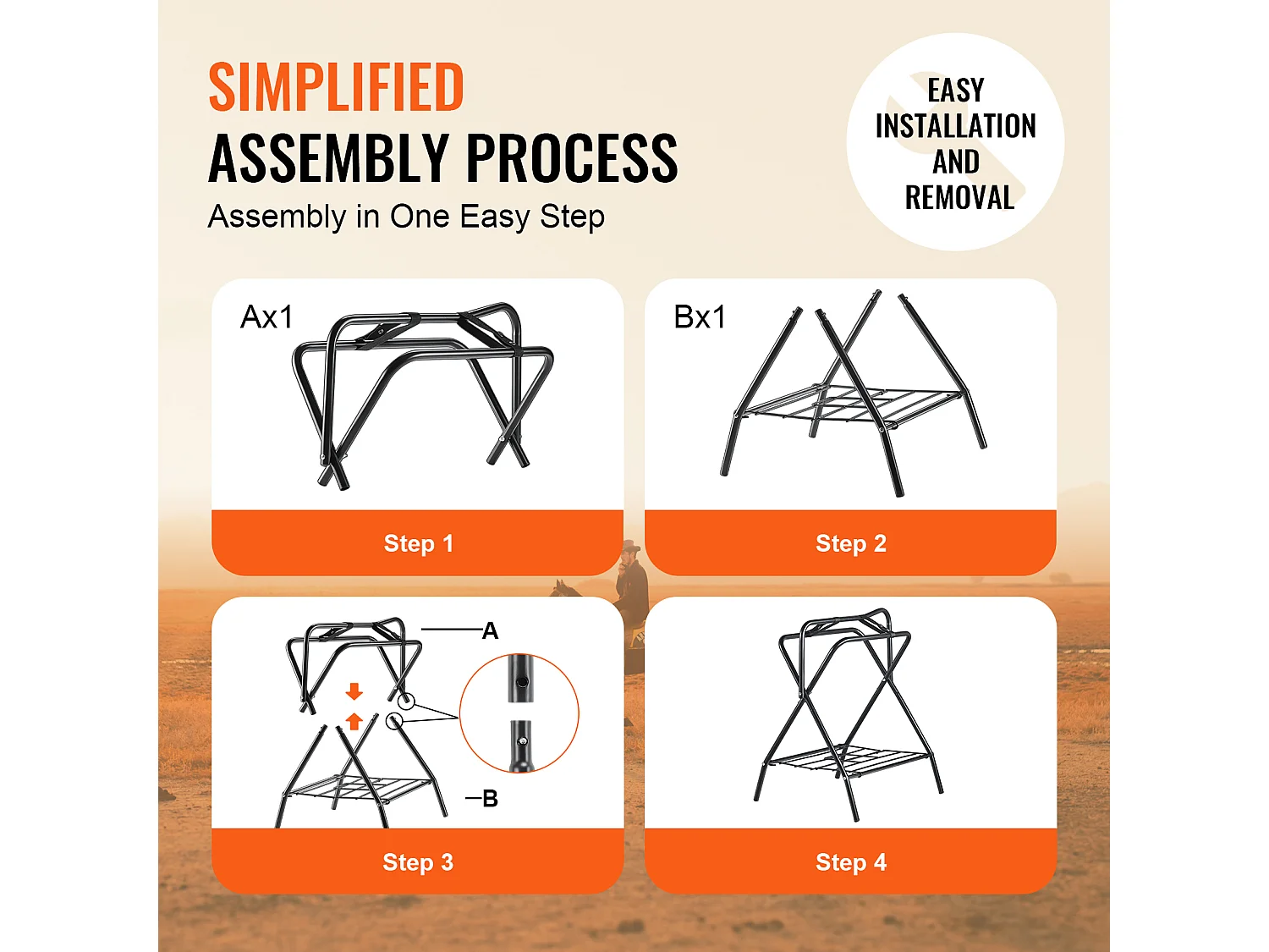 Suporte de Selas Autossustentável SucceBuy, Plegável, Kit de 2, Capacidade de 60 kg