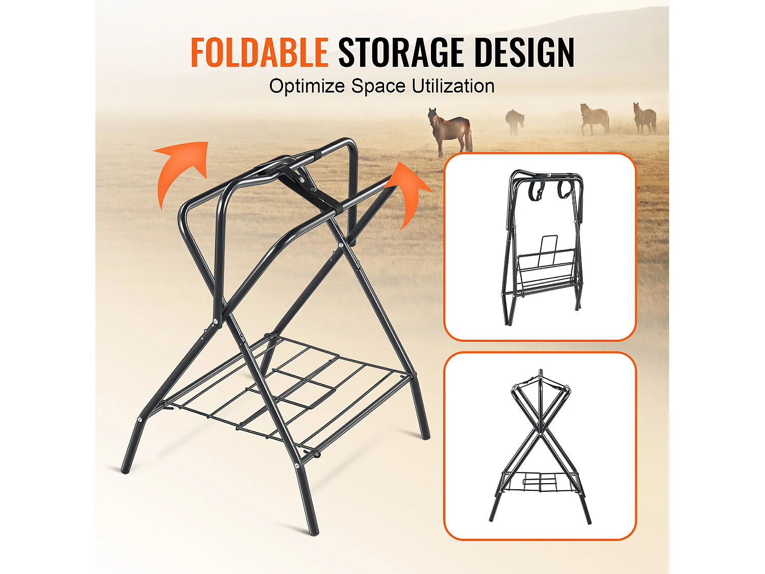 Suporte de Selas Autossustentável SucceBuy, Plegável, Kit de 2, Capacidade de 60 kg