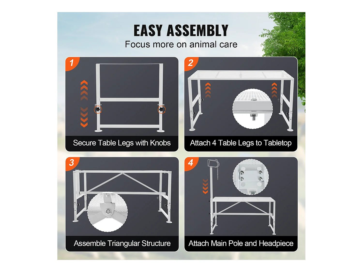 Support l'Élagage des Chèvres SucceBuy, Hauteur 53,3 - 83,8 cm, 119,3 x 58,4 cm, Plateau de Table Blanc