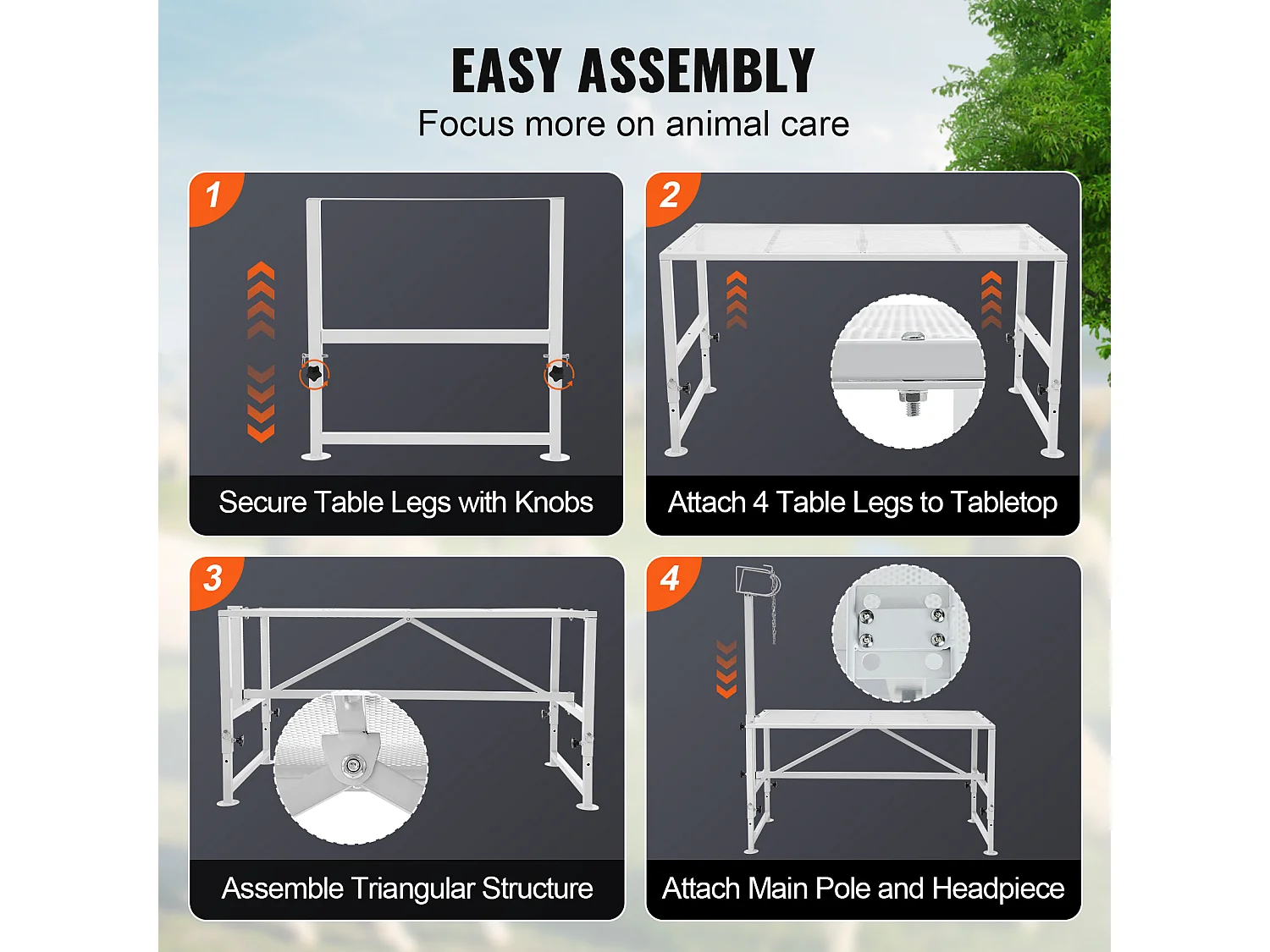 Support l'Élagage des Chèvres SucceBuy, Hauteur 53,3 - 83,8 cm, 119,3 x 58,4 cm, Plateau de Table Blanc