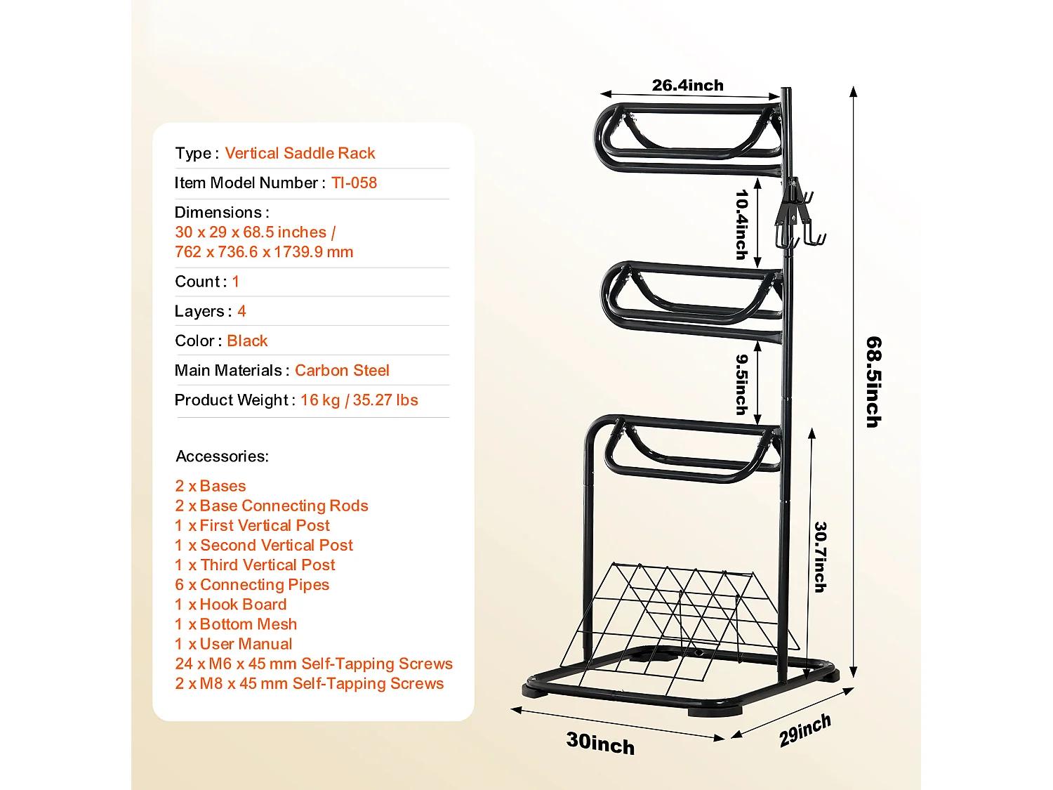 Suporte de Selas Autossustentável SucceBuy, com 3 Níveis para Selas Inglesas e Western