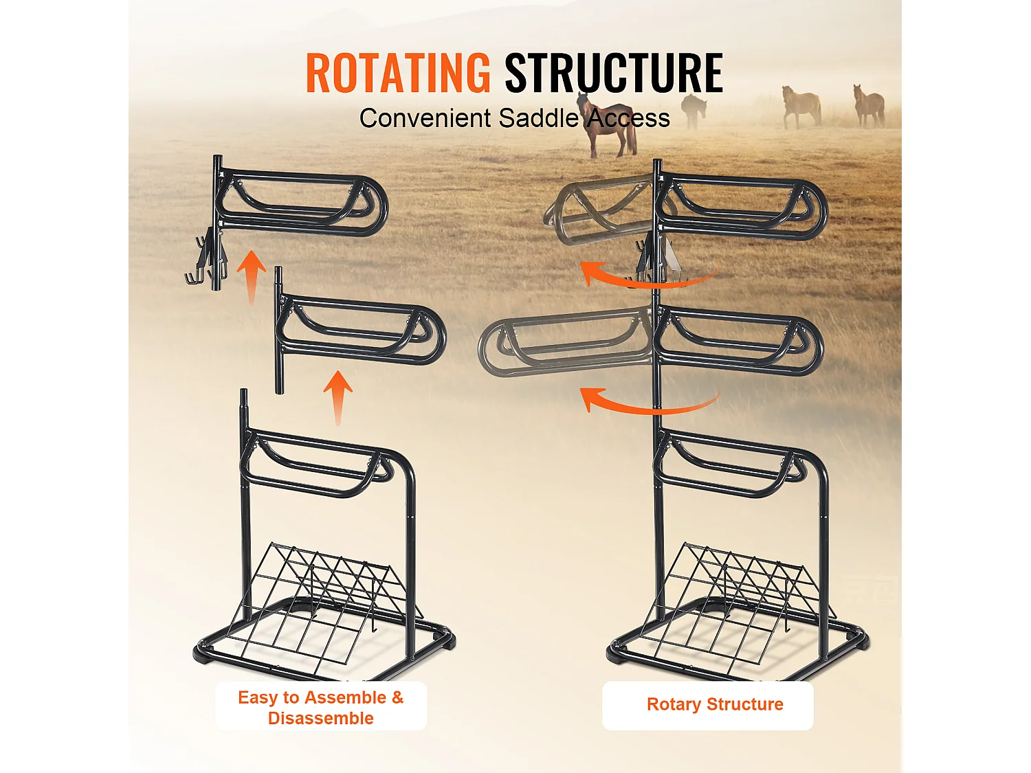 Suporte de Selas Autossustentável SucceBuy, com 3 Níveis para Selas Inglesas e Western