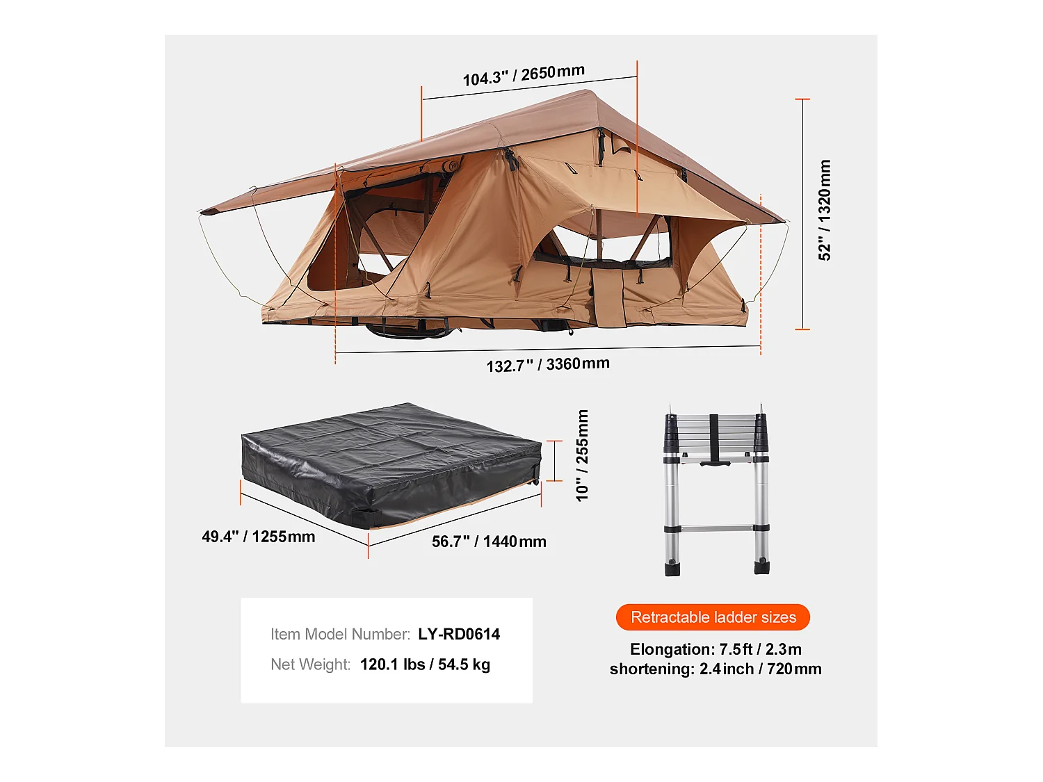 Tente de Toit SucceBuy, en Conception à Coque Dure, Pouvant Accueillir 2 à 3 Personnes, Étanche, Adaptée aux Jeep, SUV et Camions