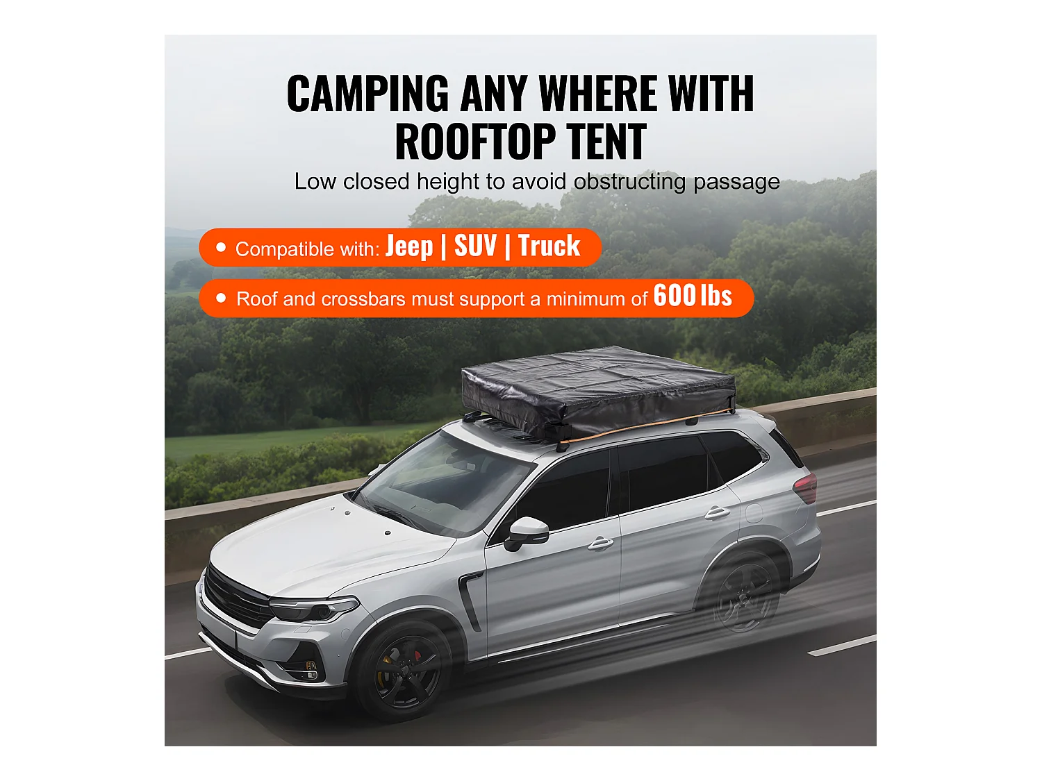 Tente de Toit SucceBuy, en Conception à Coque Dure, Pouvant Accueillir 2 à 3 Personnes, Étanche, Adaptée aux Jeep, SUV et Camions