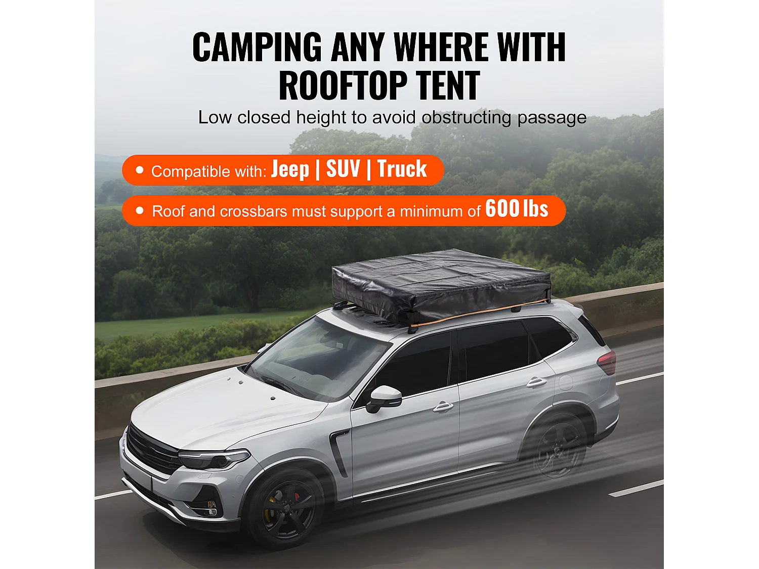 Tente de Toit SucceBuy, en Conception à Coque Dure, Pouvant Accueillir 2 à 3 Personnes, Étanche, Adaptée aux Jeep, SUV et Camions