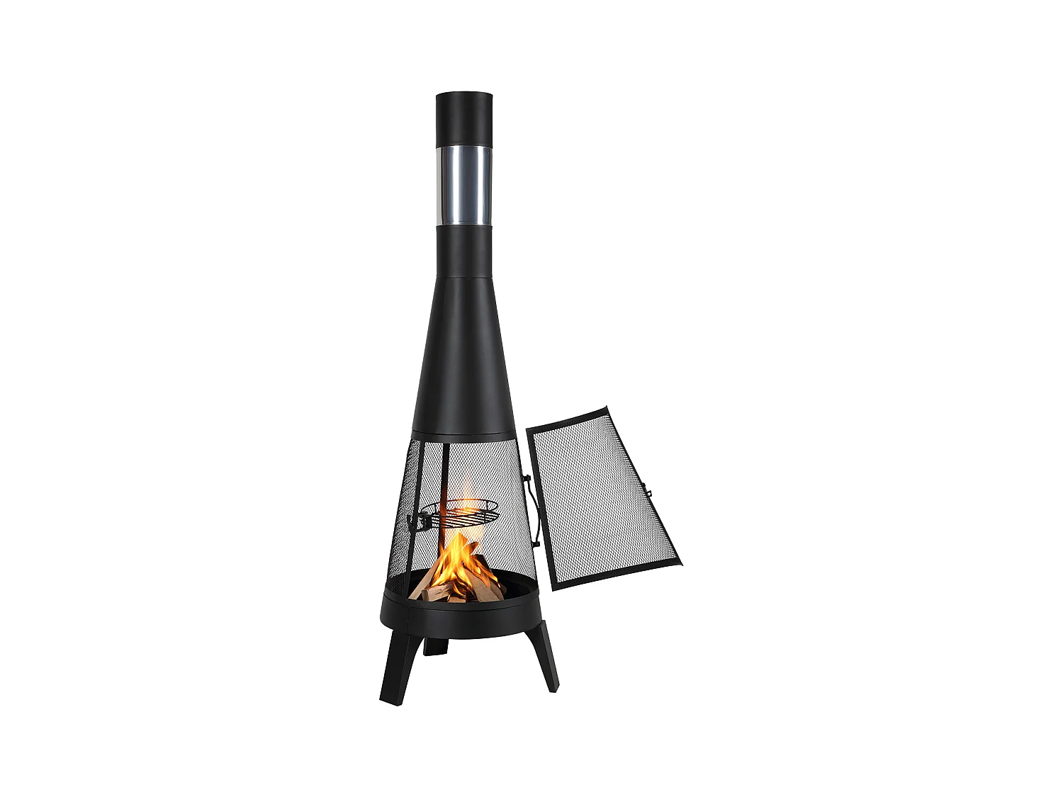 Cheminée d'Extérieur SucceBuy, en Fer de 51 cm, avec Grille et Couvercle de Cheminée, pour Rassemblements dans le Jardin, Camping et Fêtes en Plein Air