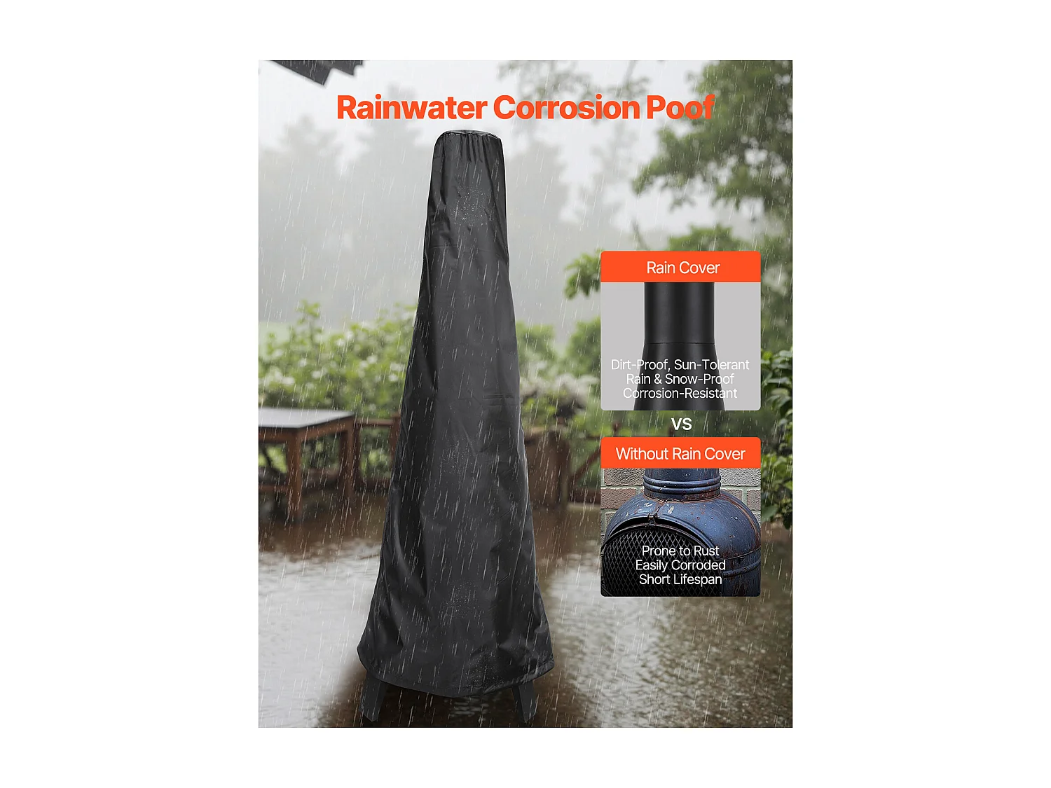 Cheminée d'Extérieur SucceBuy, en Fer de 51 cm, avec Grille et Couvercle de Cheminée, pour Rassemblements dans le Jardin, Camping et Fêtes en Plein Air