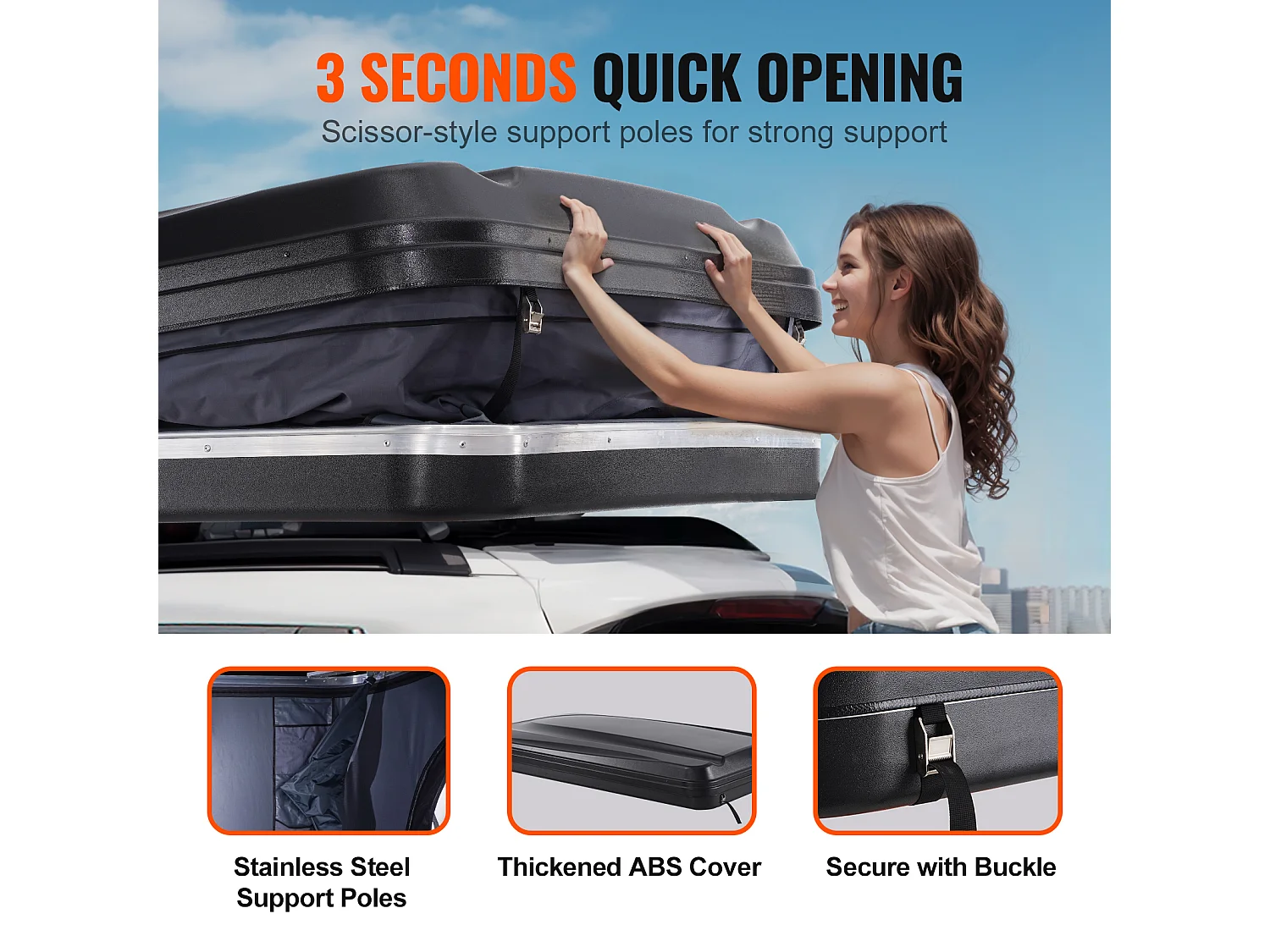 Tente de Toit à Coque Rigide SucceBuy, Adaptée pour 2 à 3 Personnes, Imperméable, Idéale pour Jeep, SUV et Camion, Comprend une Échelle