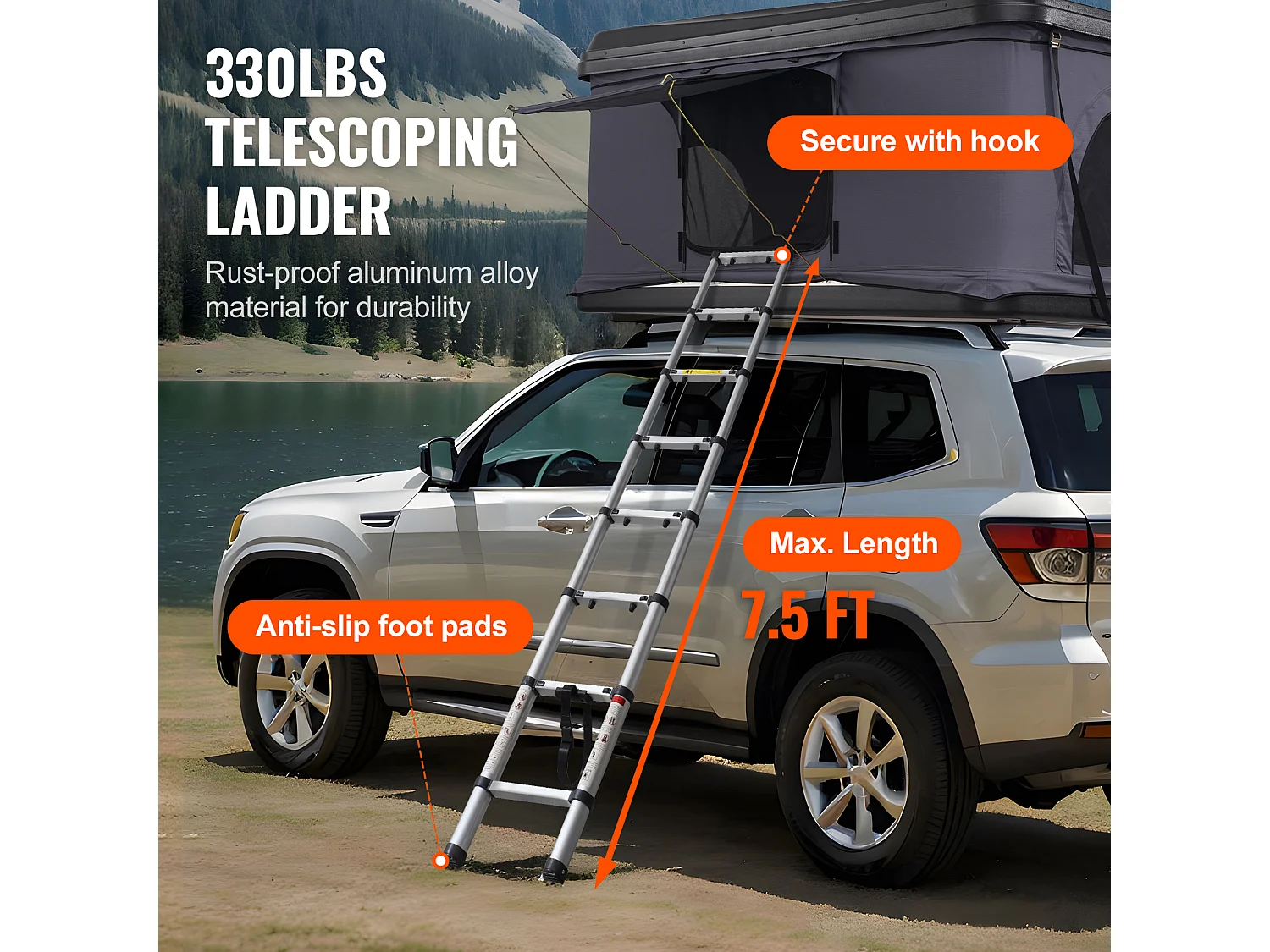 Tente de Toit à Coque Rigide SucceBuy, Adaptée pour 2 à 3 Personnes, Imperméable, Idéale pour Jeep, SUV et Camion, Comprend une Échelle