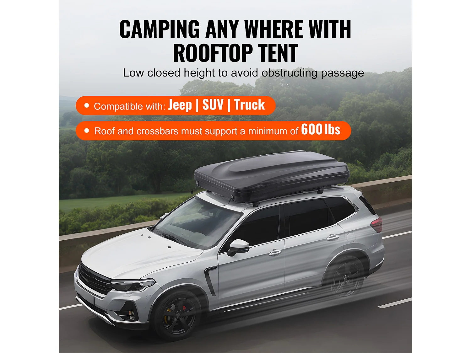 Tente de Toit à Coque Rigide SucceBuy, Adaptée pour 2 à 3 Personnes, Imperméable, Idéale pour Jeep, SUV et Camion, Comprend une Échelle