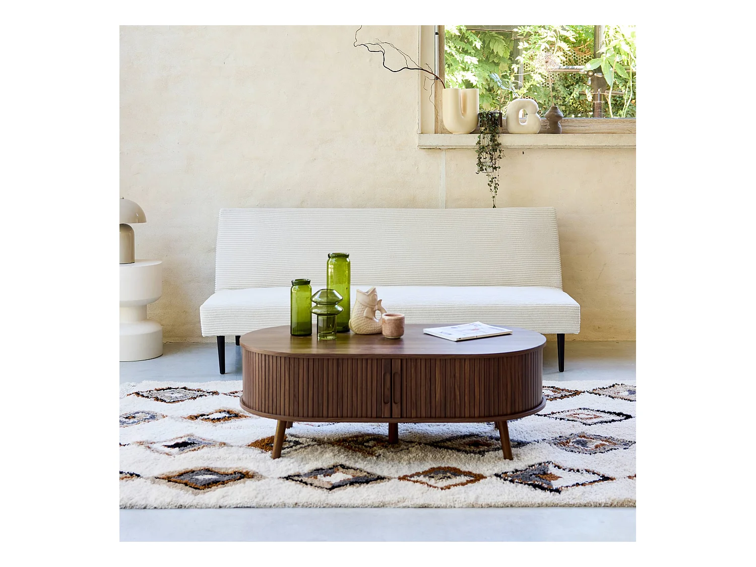 Divano panchina letto 3 posti velluto a coste piedistallo metallo,