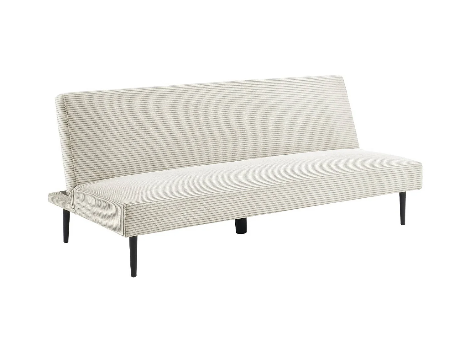 Canapé banquette convertible 3 places velours côtelé crème piétement métal L 180 x P 100 x H 74.5 cm - Max