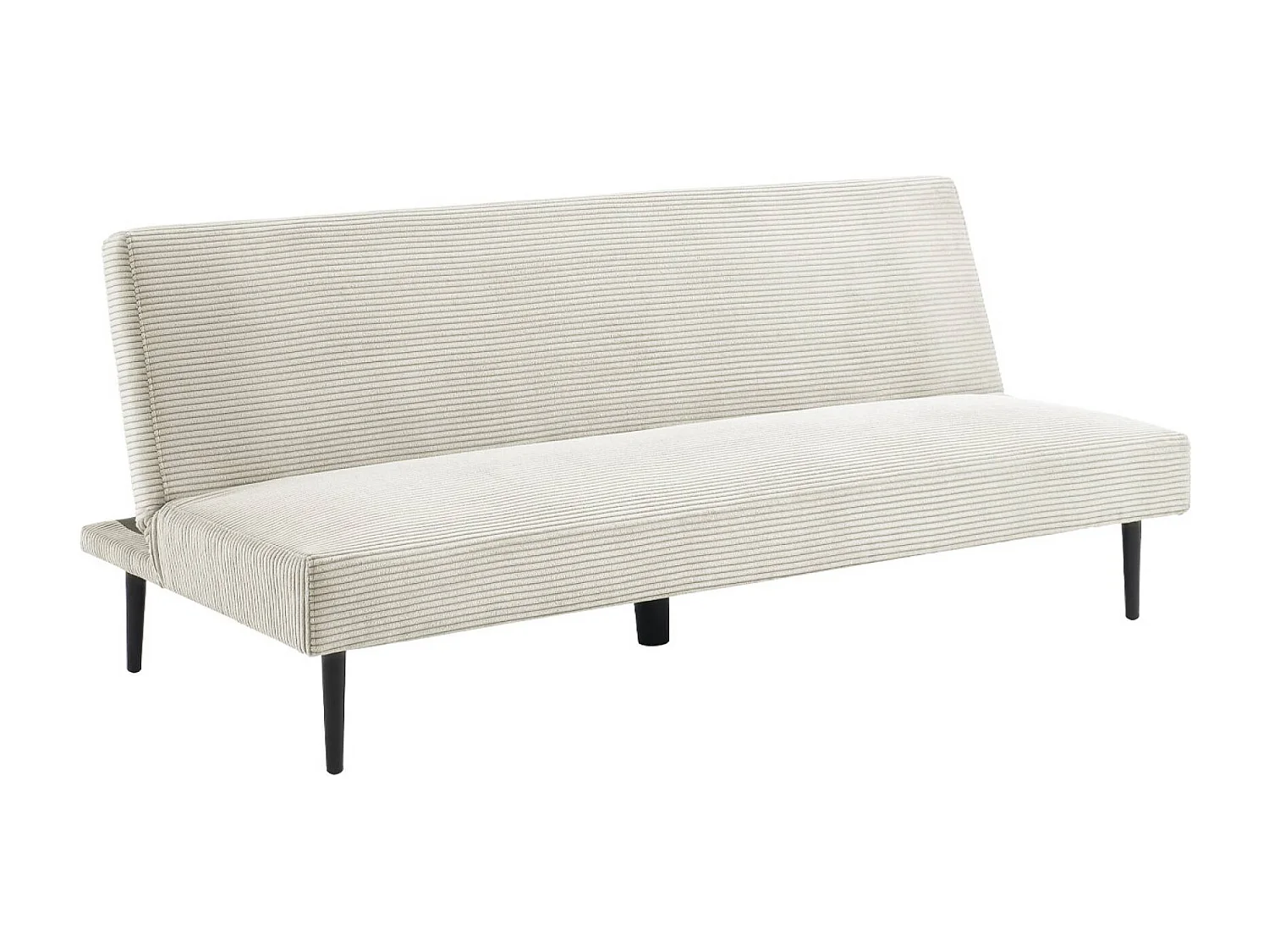 Canapé banquette convertible 3 places velours côtelé crème piétement métal L 180 x P 100 x H 74.5 cm - Max