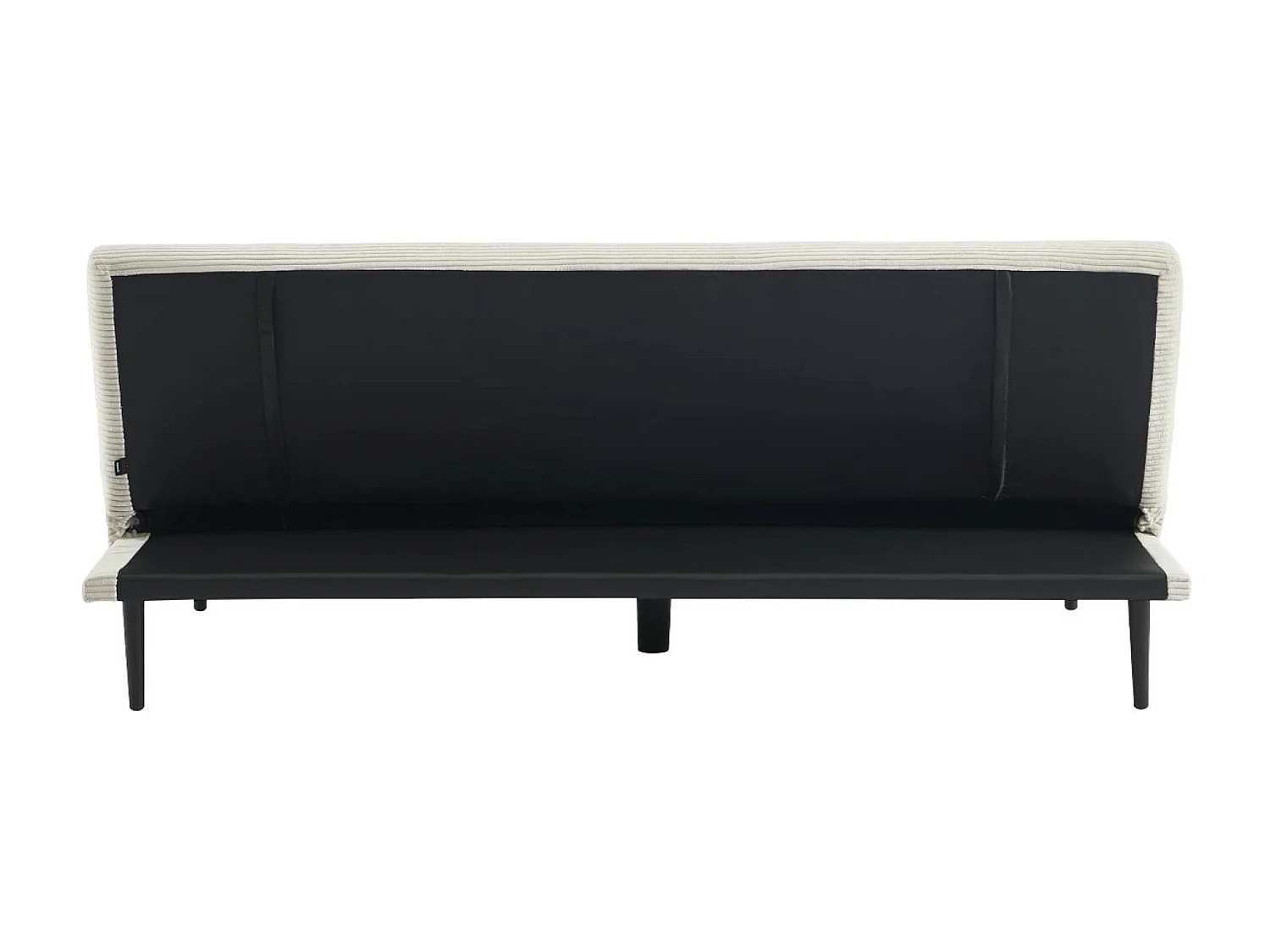 Canapé banquette convertible 3 places velours côtelé crème piétement métal L 180 x P 100 x H 74.5 cm - Max