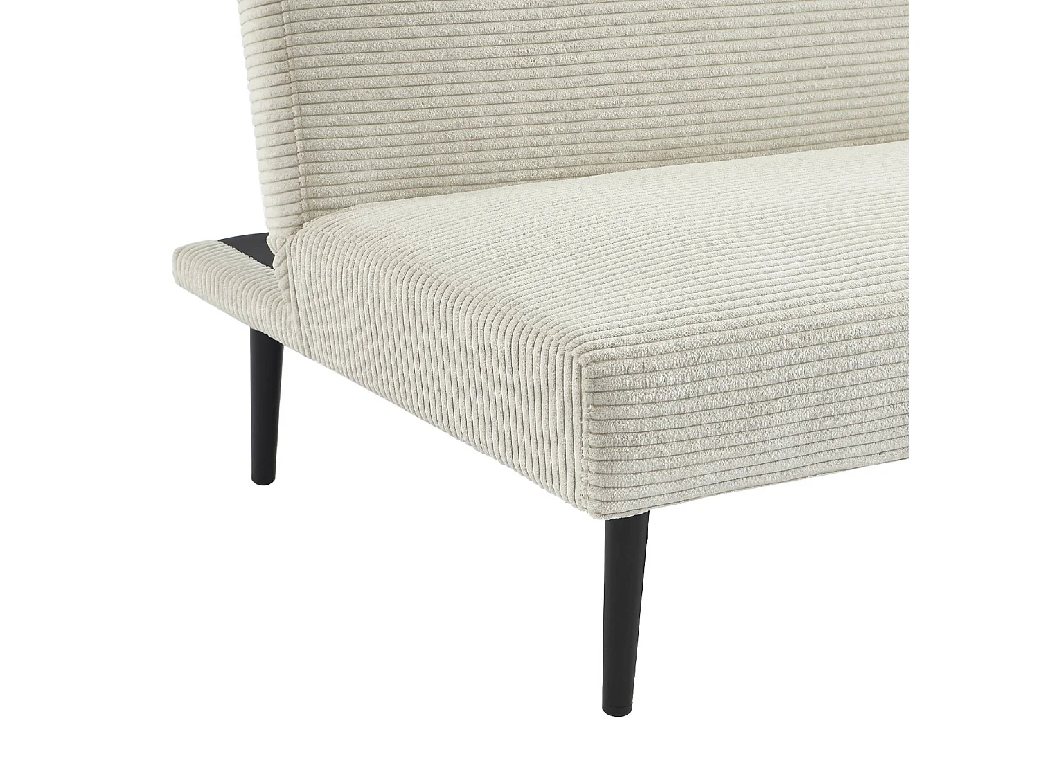 Canapé banquette convertible 3 places velours côtelé crème piétement métal L 180 x P 100 x H 74.5 cm - Max