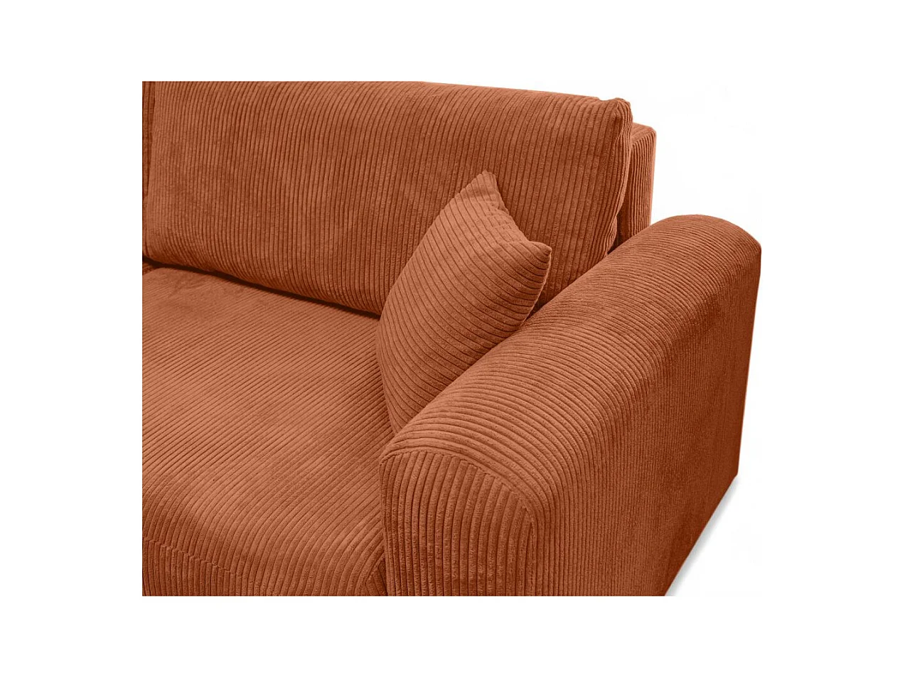 Canapé ALYA d'angle compacte réversible et convertible 4 places en velours côtelé - Terracotta