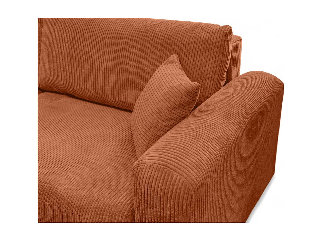 Canapé ALYA d'angle compacte réversible et convertible 4 places en velours côtelé - Terracotta